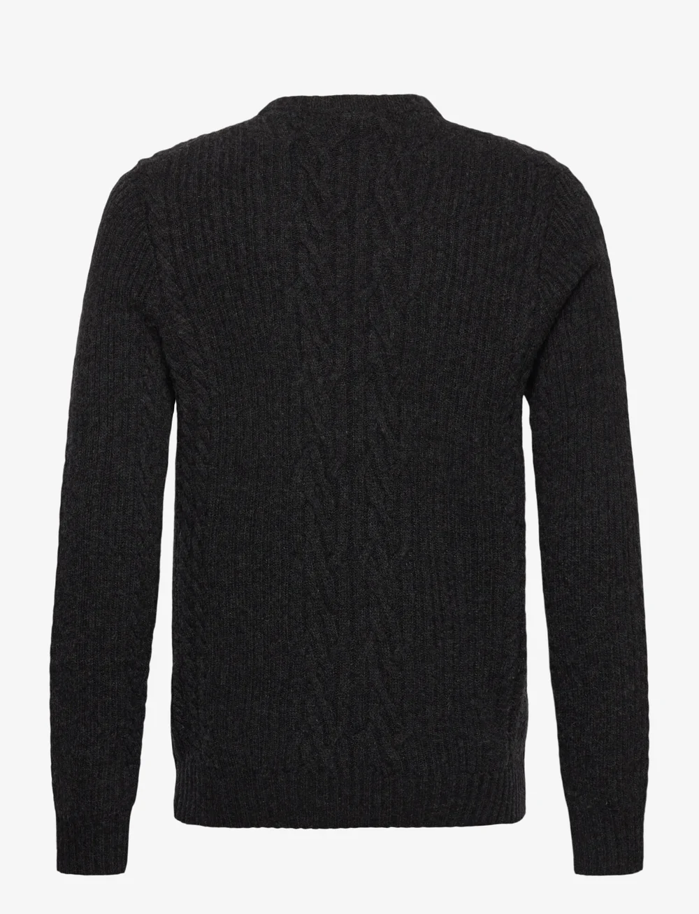 Lyle & Scott - Ribbed Cable Knit Jumper - round necks - w155 jet black marl - 2
