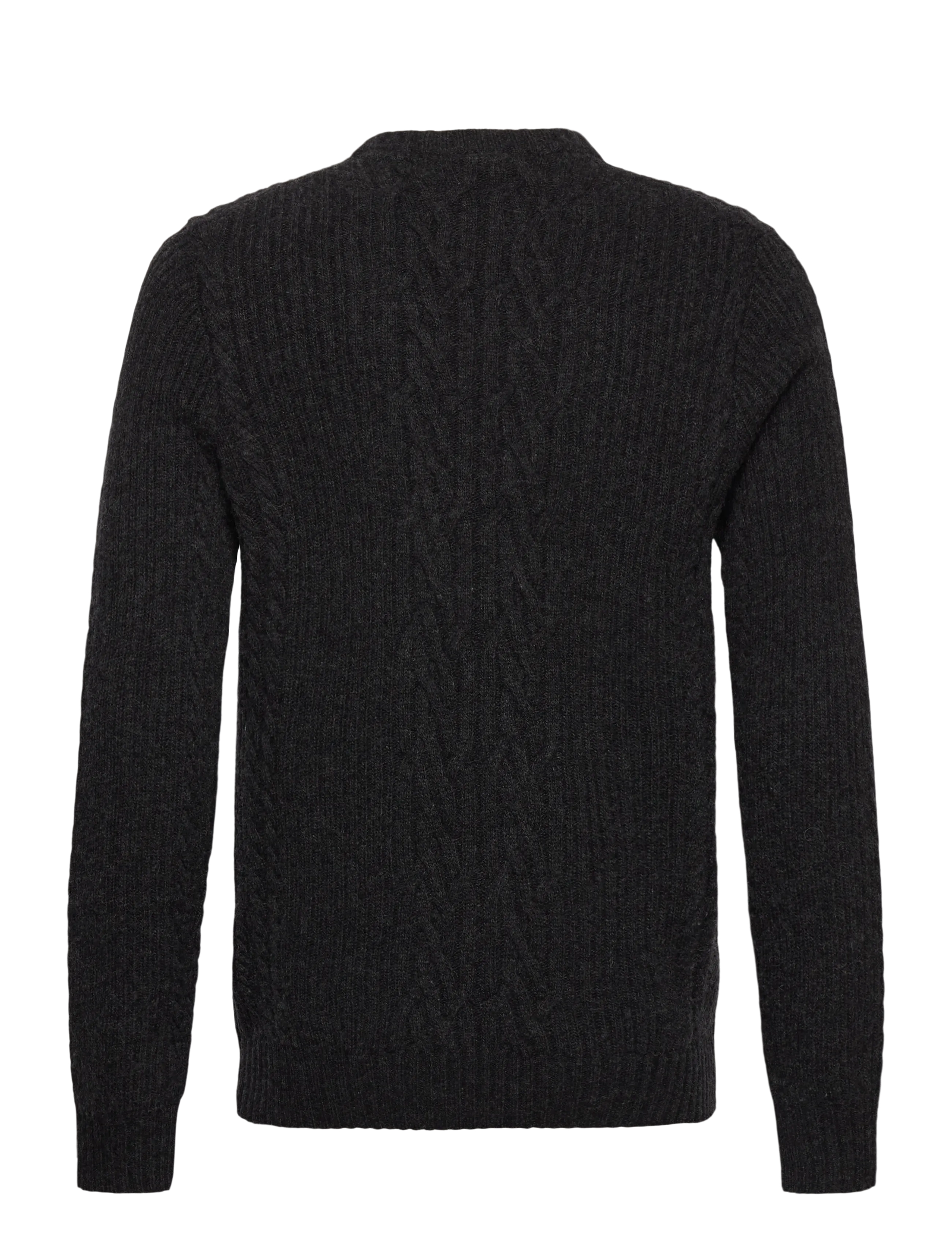 Lyle & Scott - Ribbed Cable Knit Jumper - Ümmarguse kaelusega kudumid - w155 jet black marl - 2