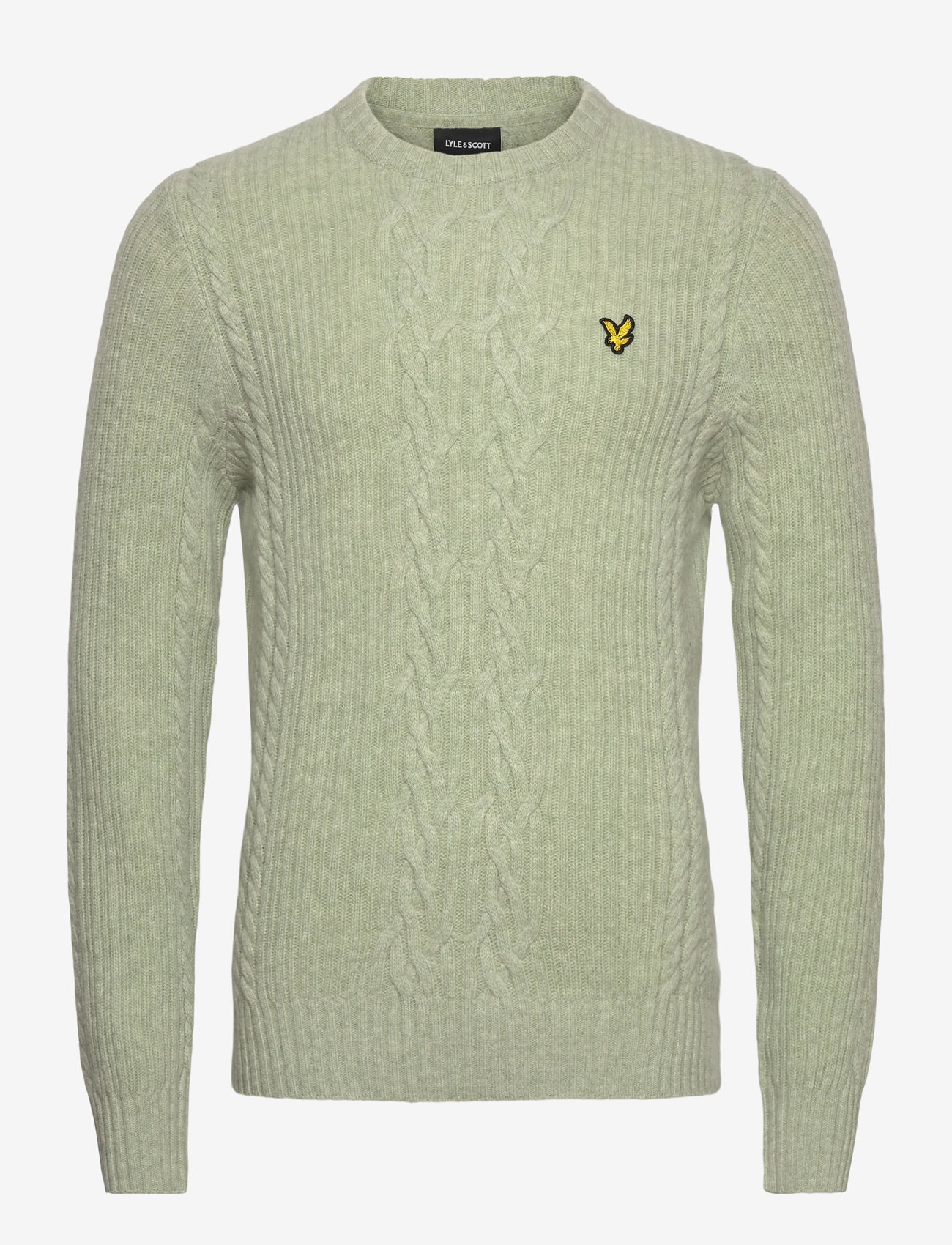 Lyle & Scott - Ribbed Cable Knit Jumper - rund hals - x962 cold mint marl - 1