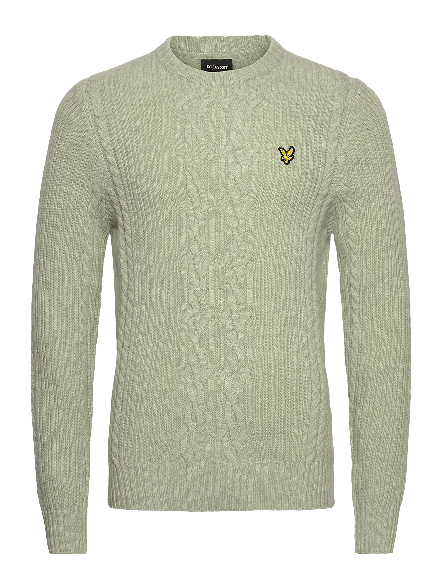 Lyle & Scott - Ribbed Cable Knit Jumper - Ümara kaelusega - x962 cold mint marl - 1