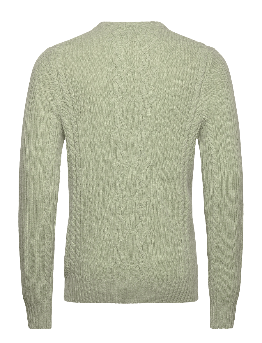 Lyle & Scott - Ribbed Cable Knit Jumper - Ümara kaelusega - x962 cold mint marl - 2