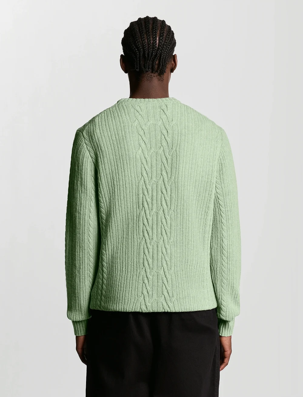 Lyle & Scott - Ribbed Cable Knit Jumper - rundhalsad - x962 cold mint marl - 3