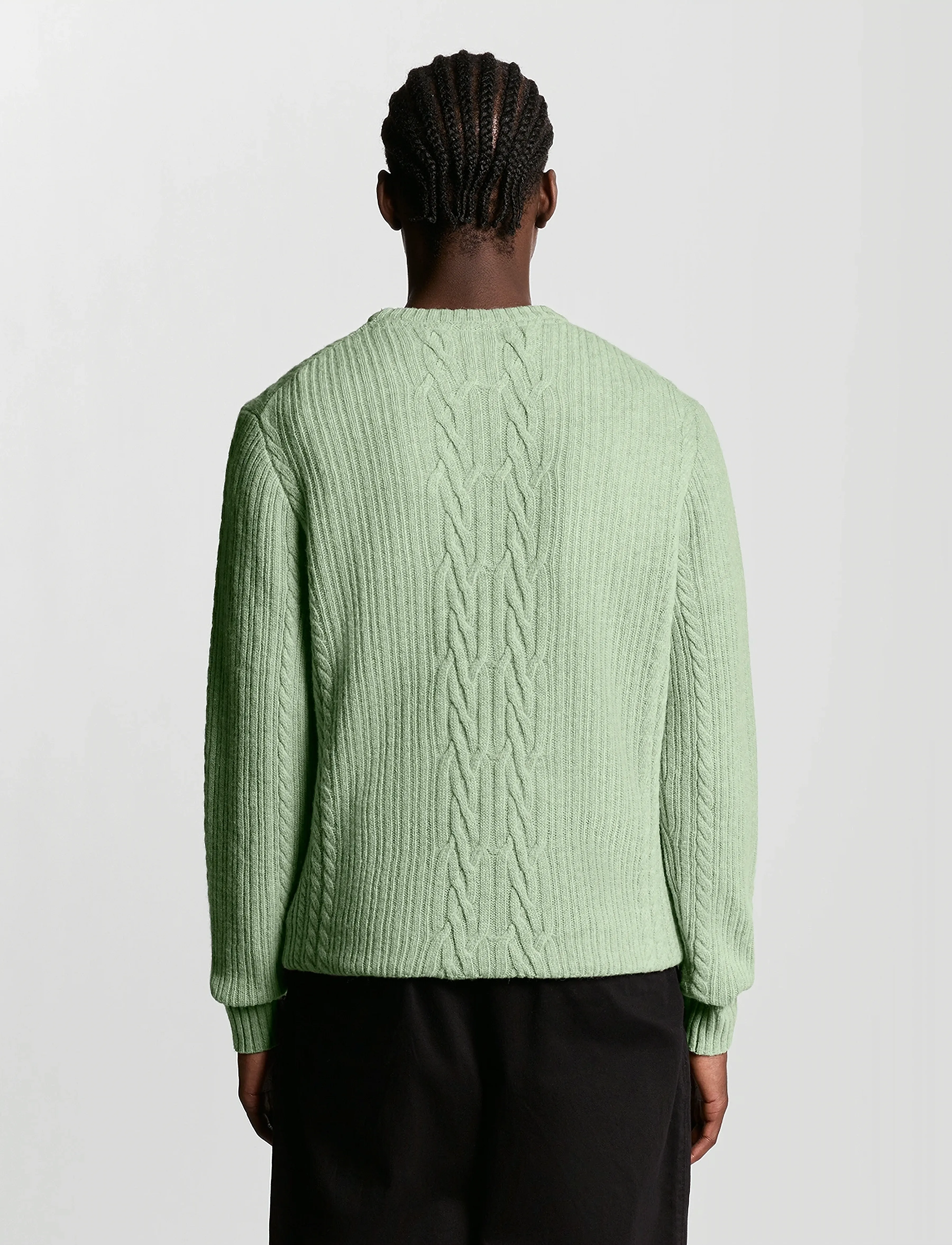 Lyle & Scott - Ribbed Cable Knit Jumper - knitwear - x962 cold mint marl - 3