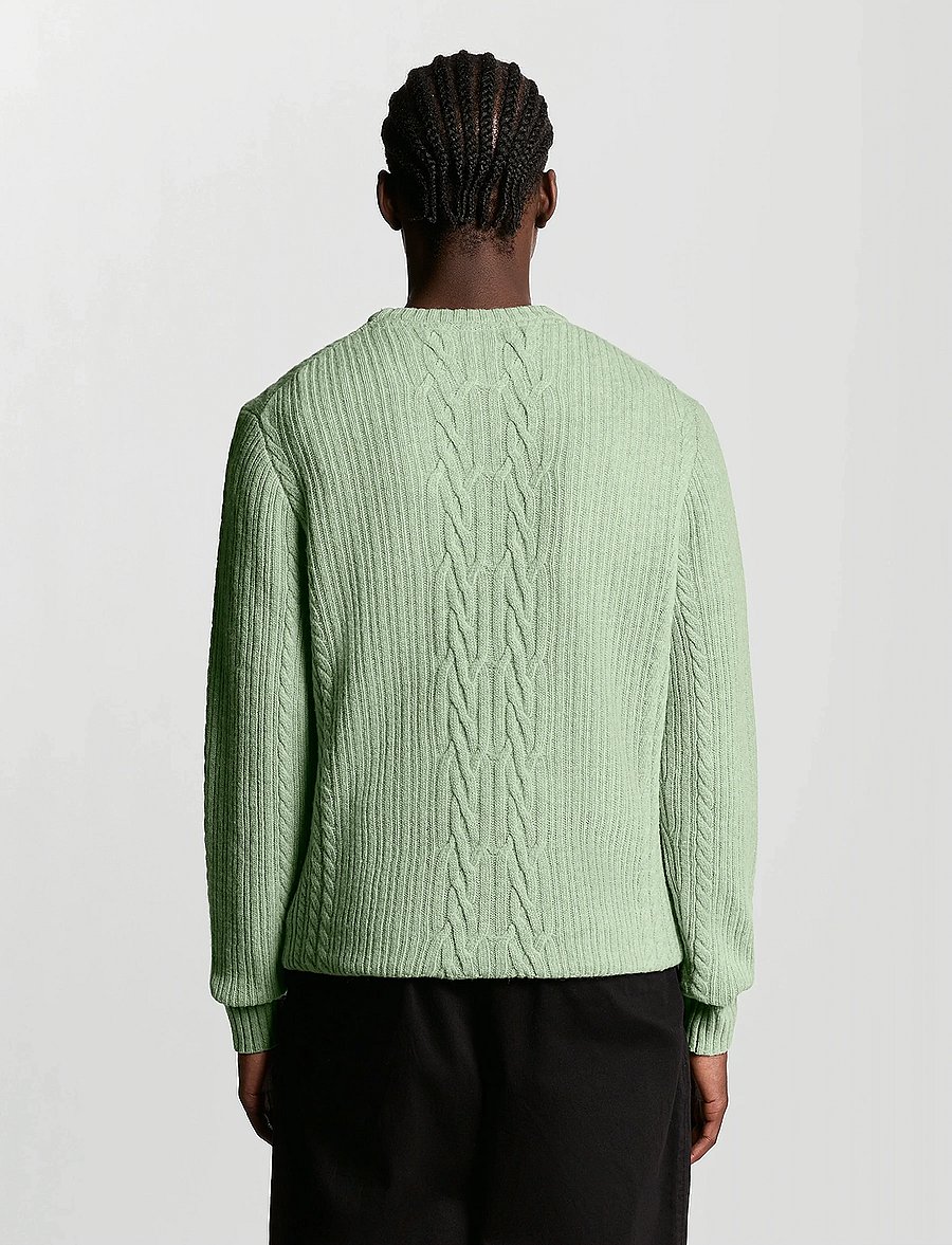 Lyle & Scott - Ribbed Cable Knit Jumper - Ümara kaelusega - x962 cold mint marl - 3