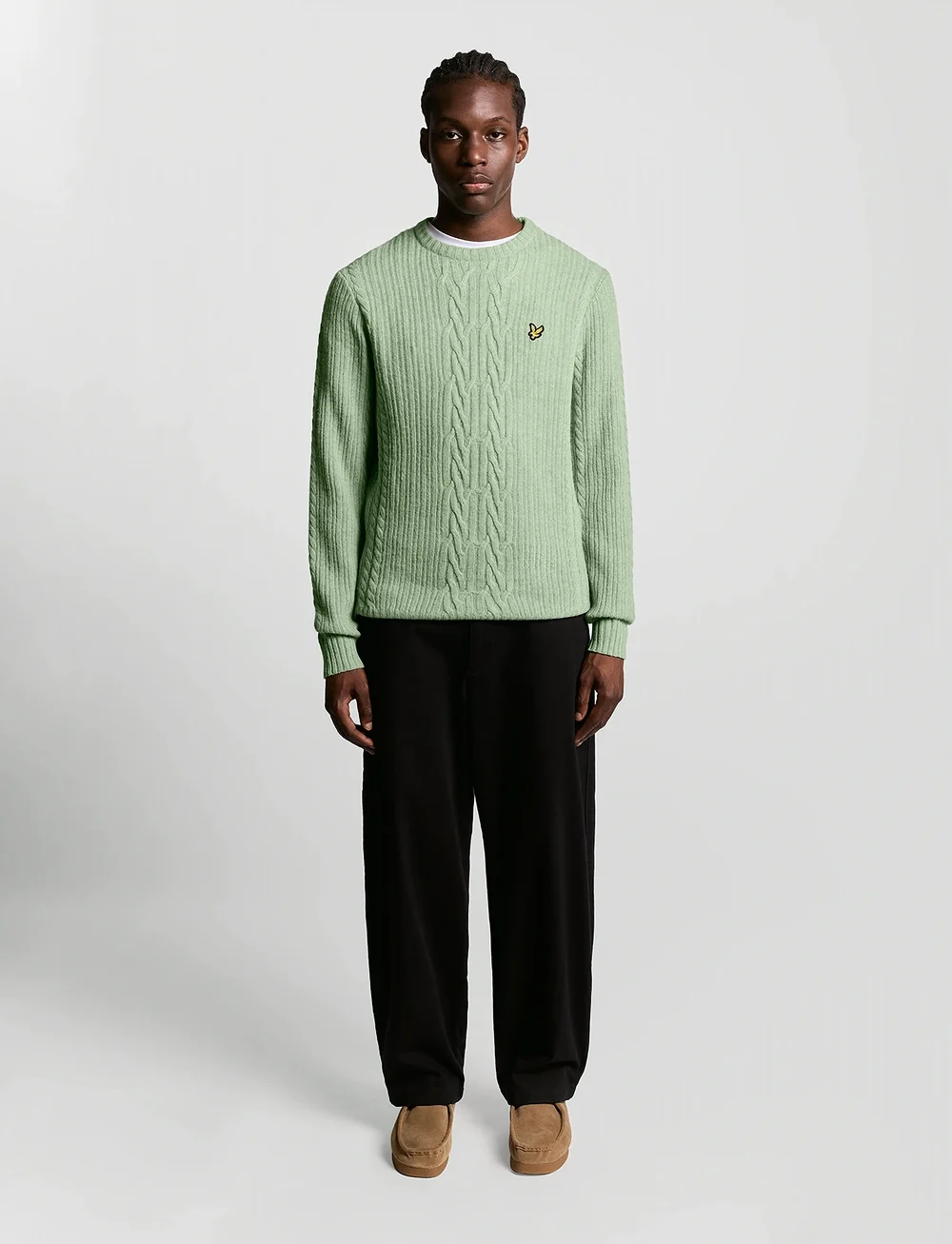 Lyle & Scott - Ribbed Cable Knit Jumper - rundhalsad - x962 cold mint marl - 4