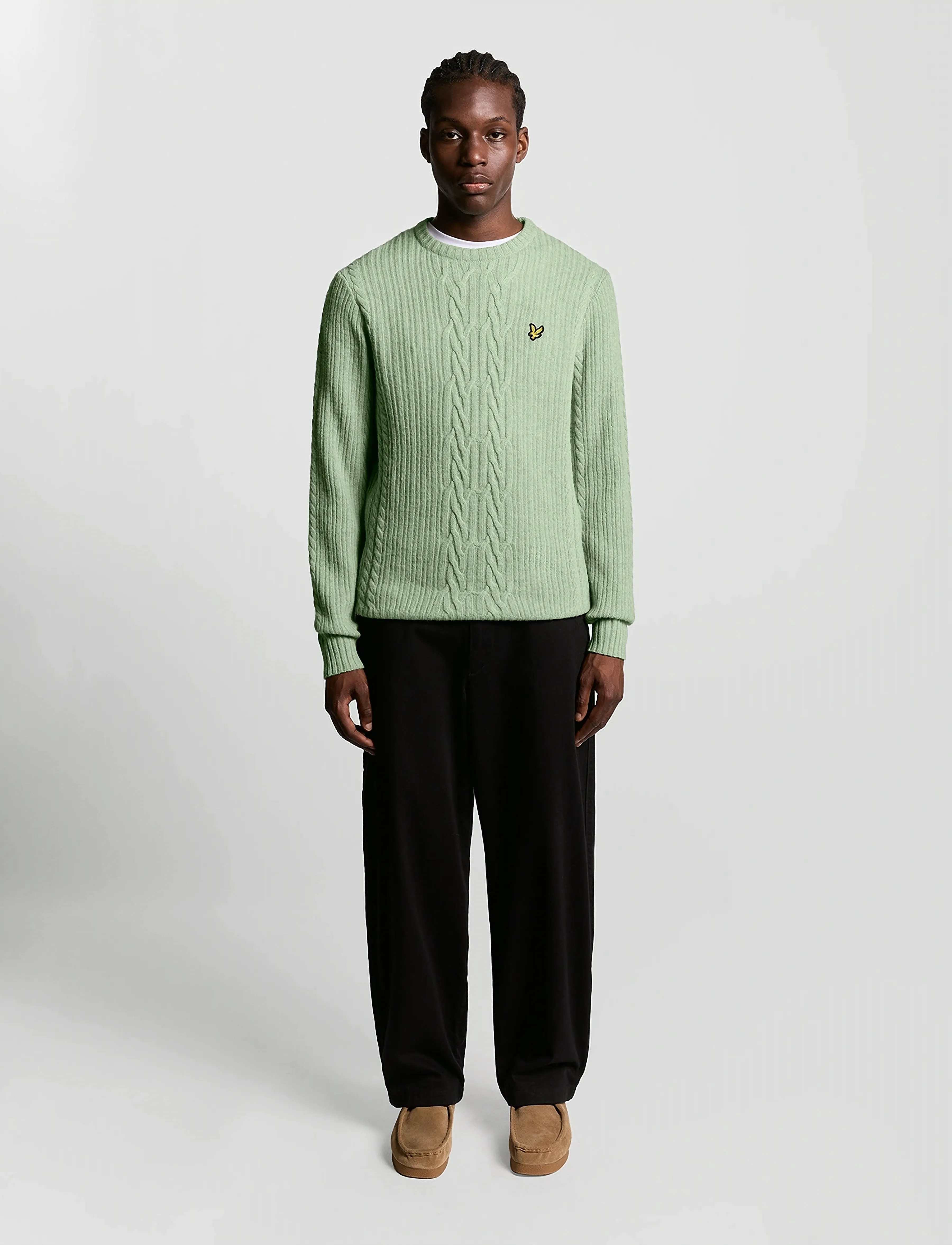 Lyle & Scott - Ribbed Cable Knit Jumper - knitwear - x962 cold mint marl - 4