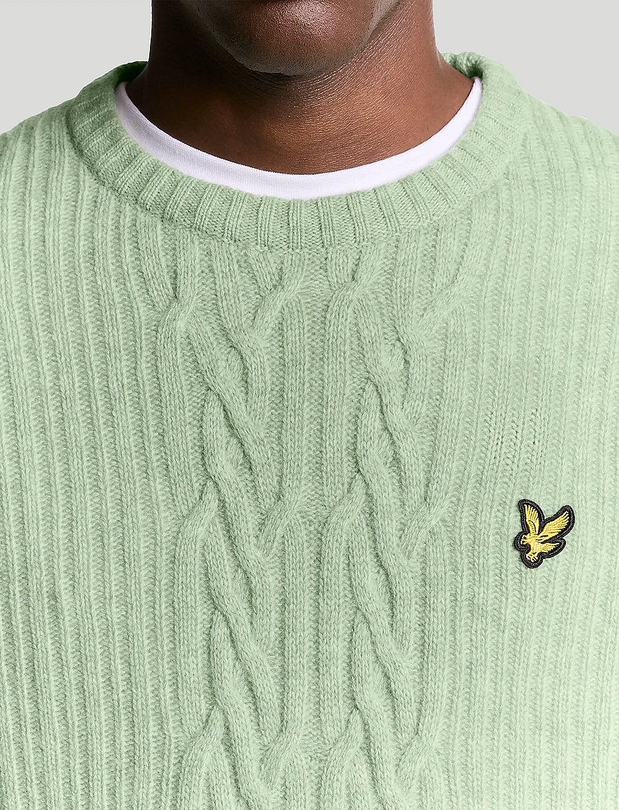 Lyle & Scott - Ribbed Cable Knit Jumper - Ümara kaelusega - x962 cold mint marl - 5
