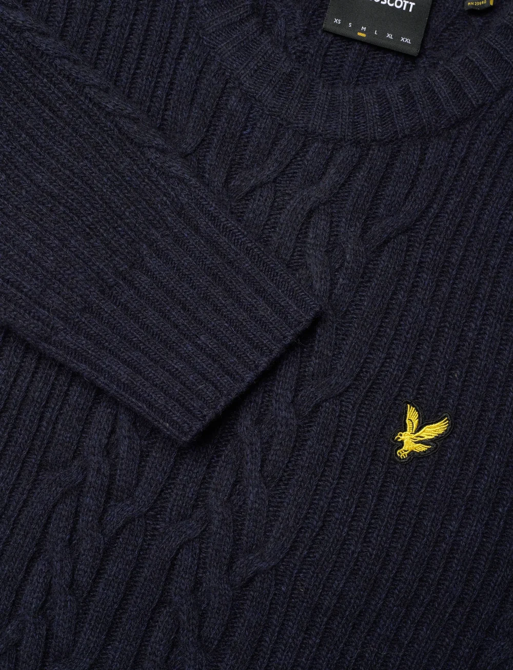 Lyle & Scott - Ribbed Cable Knit Jumper - rundhalsad - z56 dark navy marl - 2