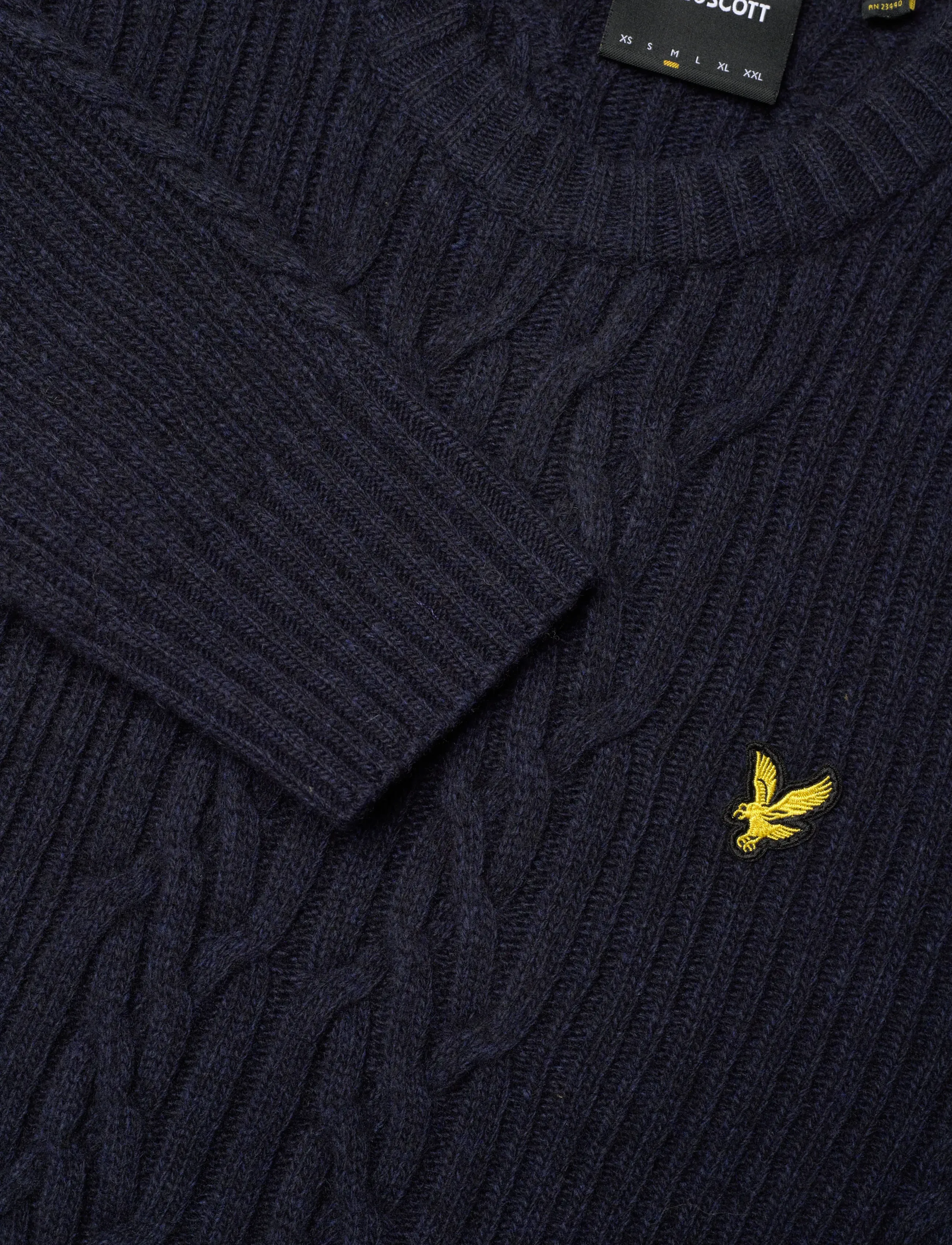 Lyle & Scott - Ribbed Cable Knit Jumper - rund hals - z56 dark navy marl - 2