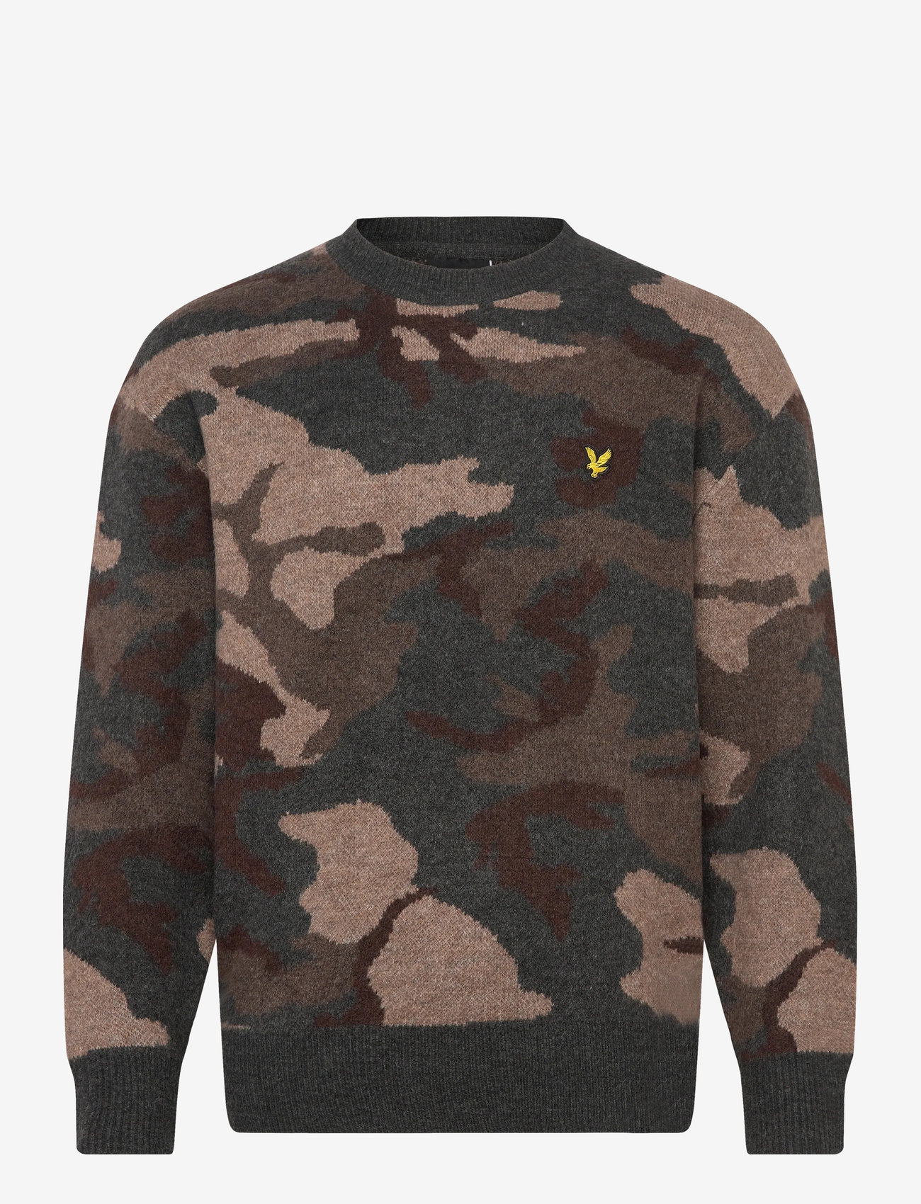 Lyle & Scott - Brushed Camouflage Crew Neck Jumper - rund hals - x077 black steel - 1