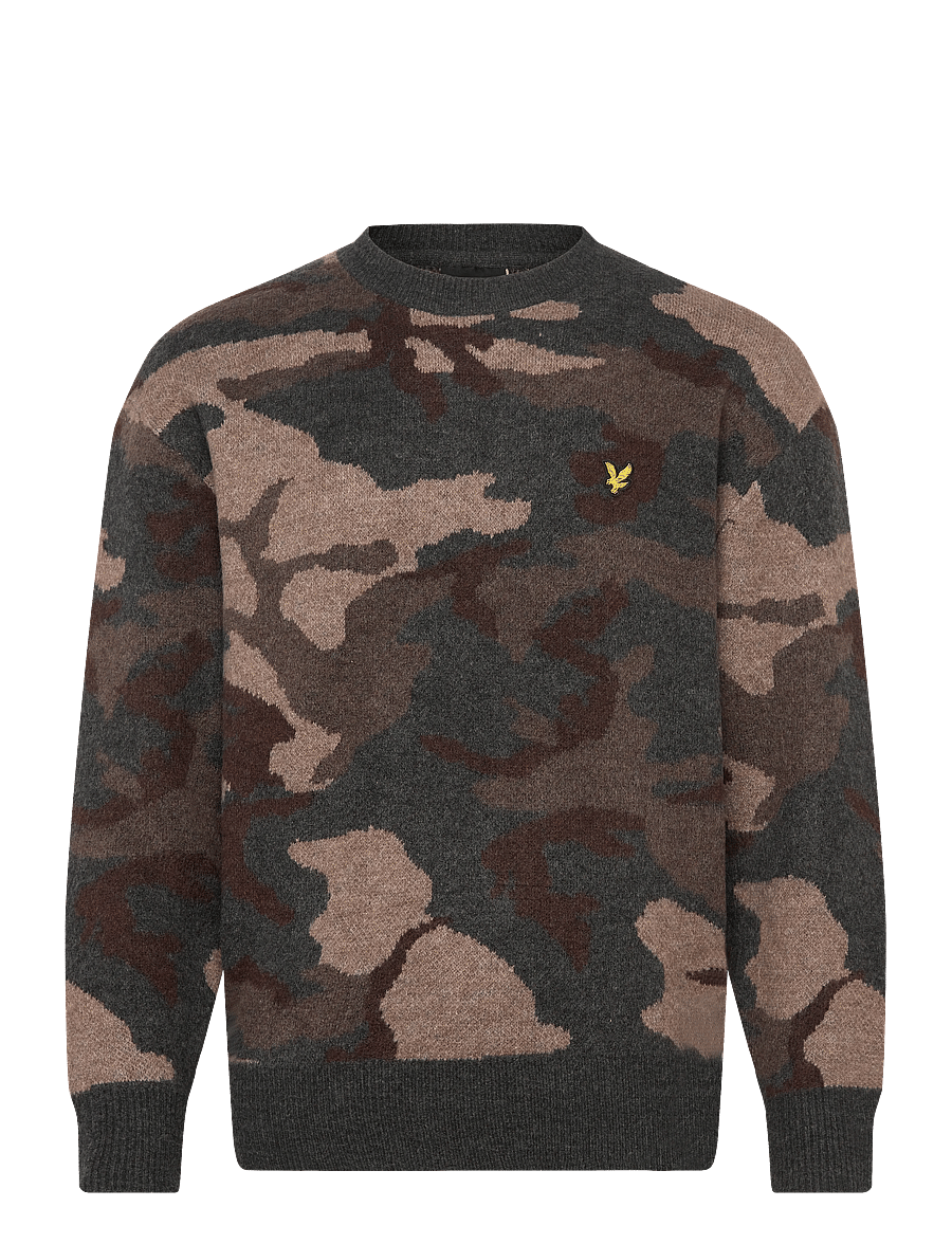 Lyle & Scott - Brushed Camouflage Crew Neck Jumper - rundhals - x077 black steel - 1