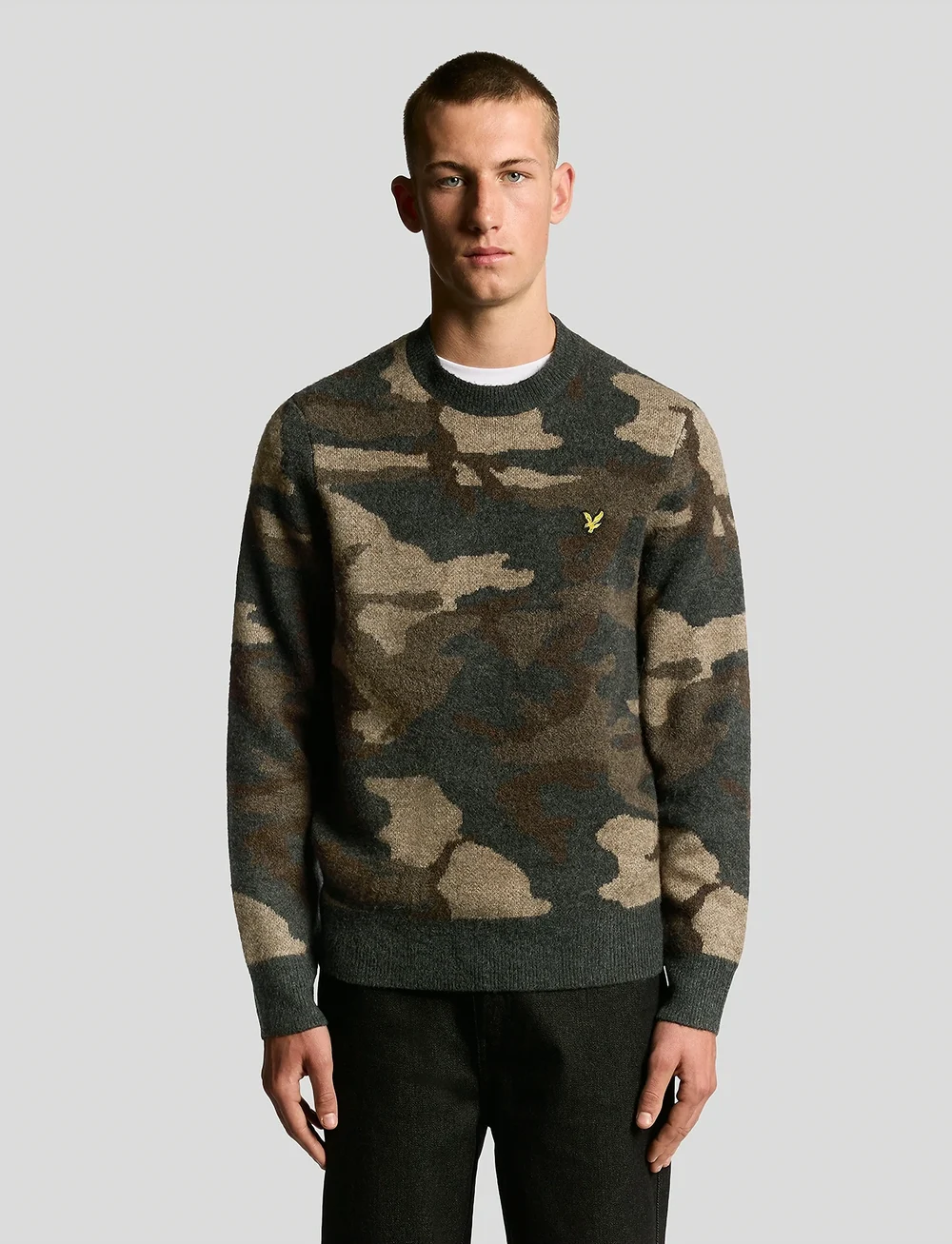 Lyle & Scott - Brushed Camouflage Crew Neck Jumper - rundhalsad - x077 black steel - 0