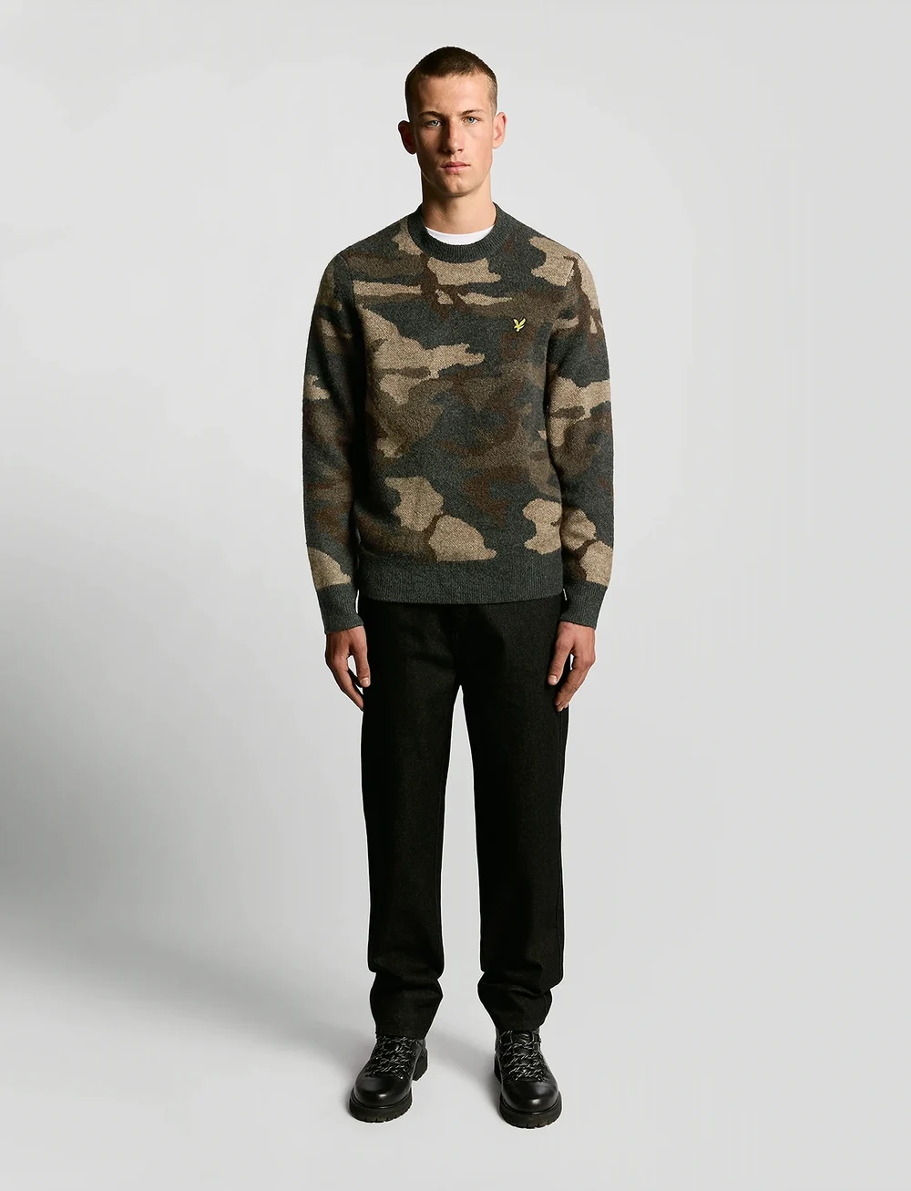 Lyle & Scott - Brushed Camouflage Crew Neck Jumper - rundhalsad - x077 black steel - 4