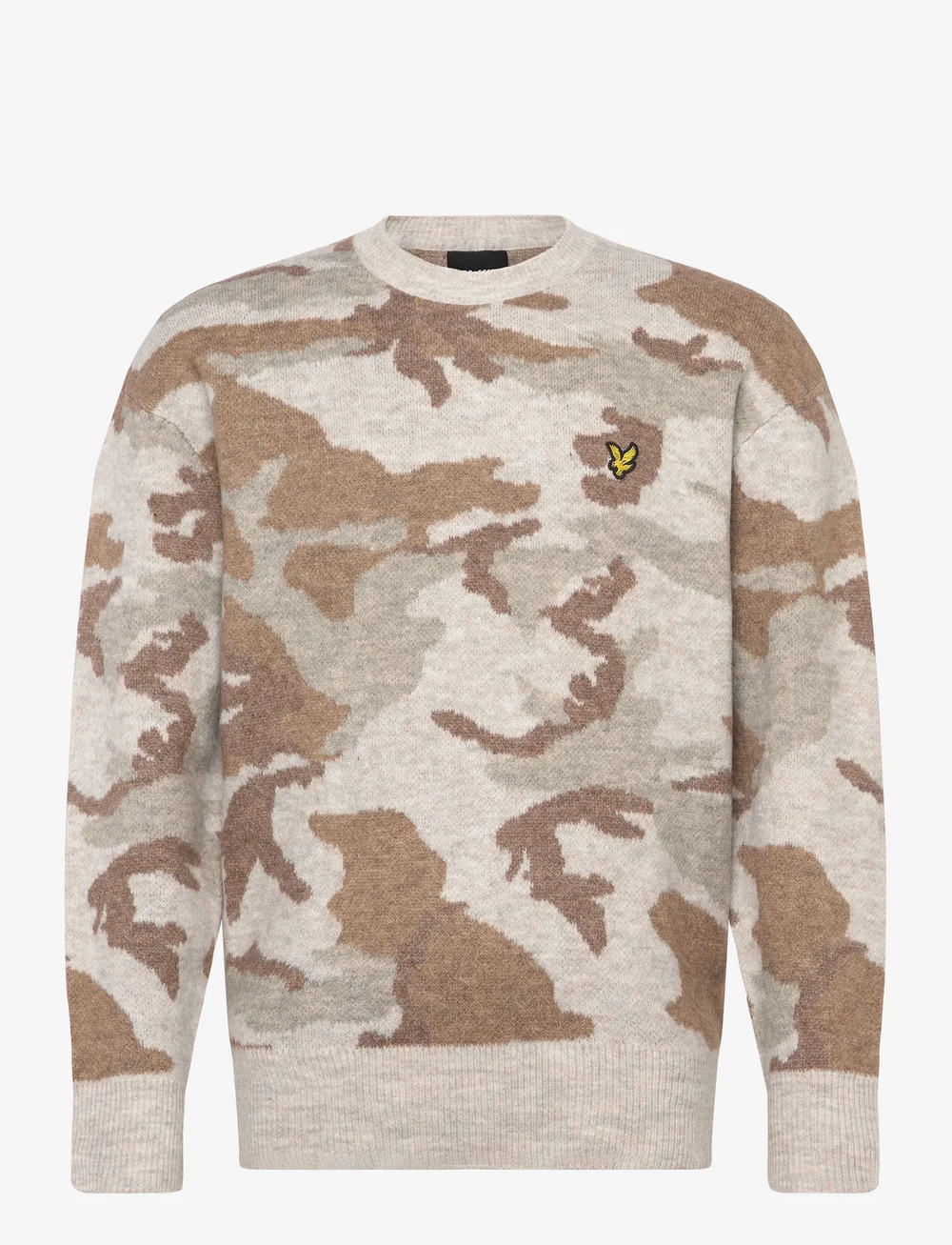 Lyle & Scott - Brushed Camouflage Crew Neck Jumper - rund hals - x865 grey taupe - 1