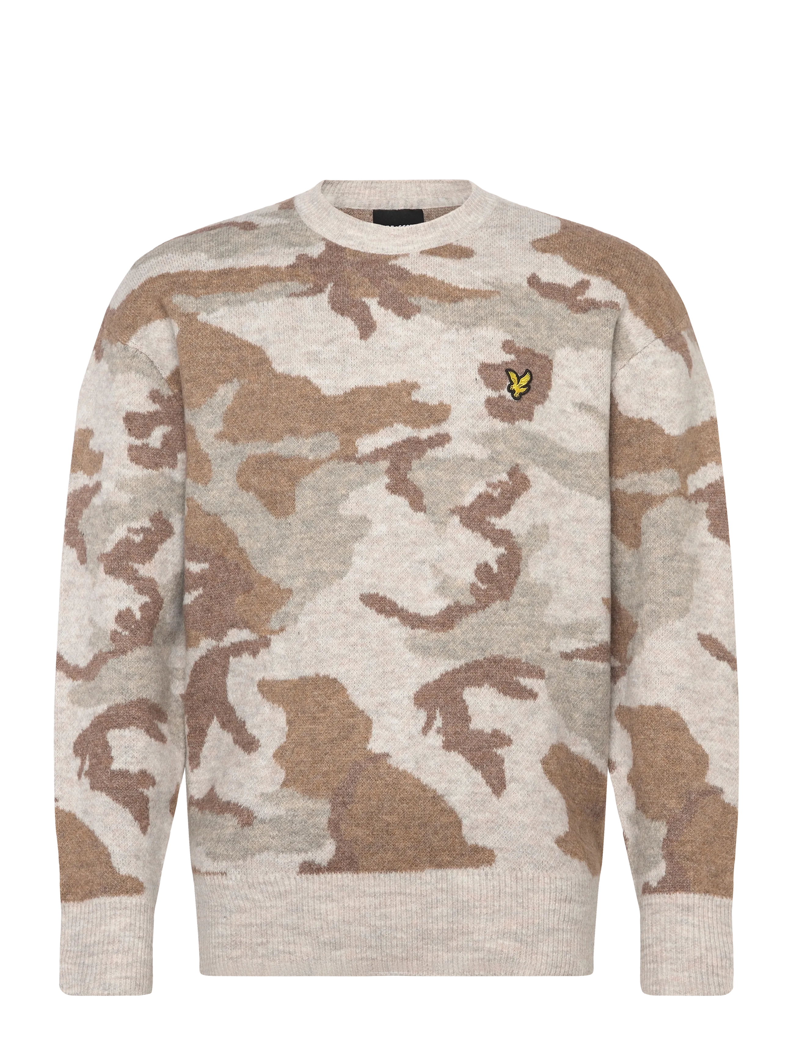 Lyle & Scott Brushed Camouflage Crew Neck Jumper - Strik - X865 GREY TAUPE / beige