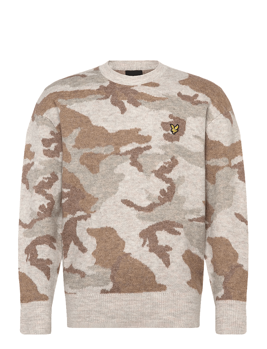 Lyle & Scott - Brushed Camouflage Crew Neck Jumper - rundhals - x865 grey taupe - 1