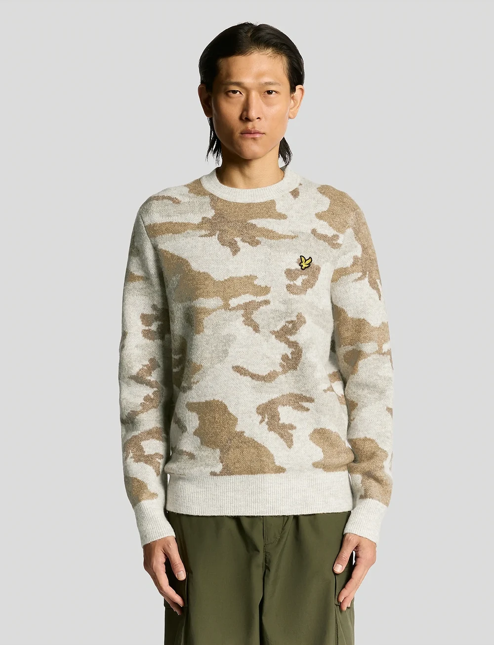 Lyle & Scott - Brushed Camouflage Crew Neck Jumper - rund hals - x865 grey taupe - 0