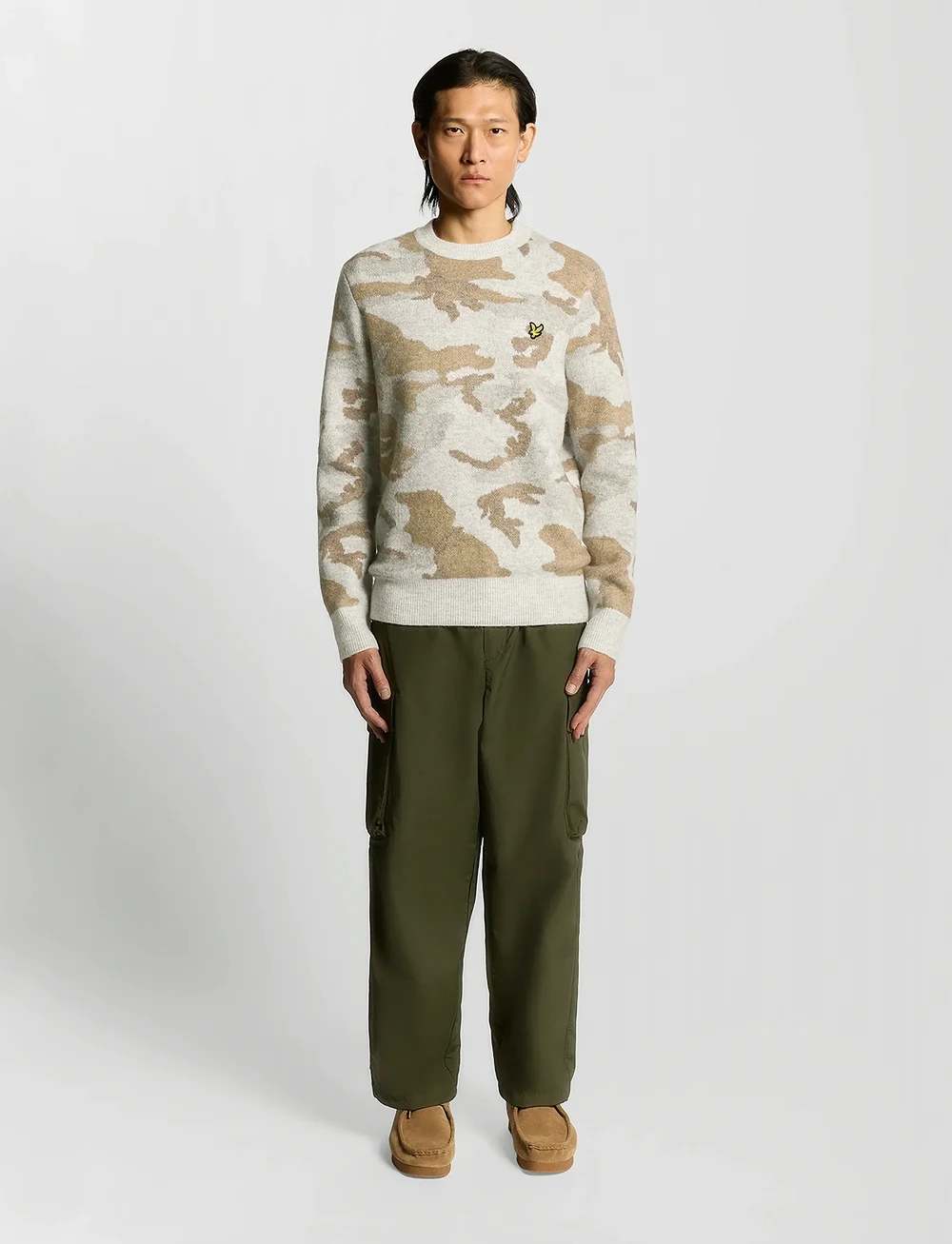 Lyle & Scott - Brushed Camouflage Crew Neck Jumper - rund hals - x865 grey taupe - 4