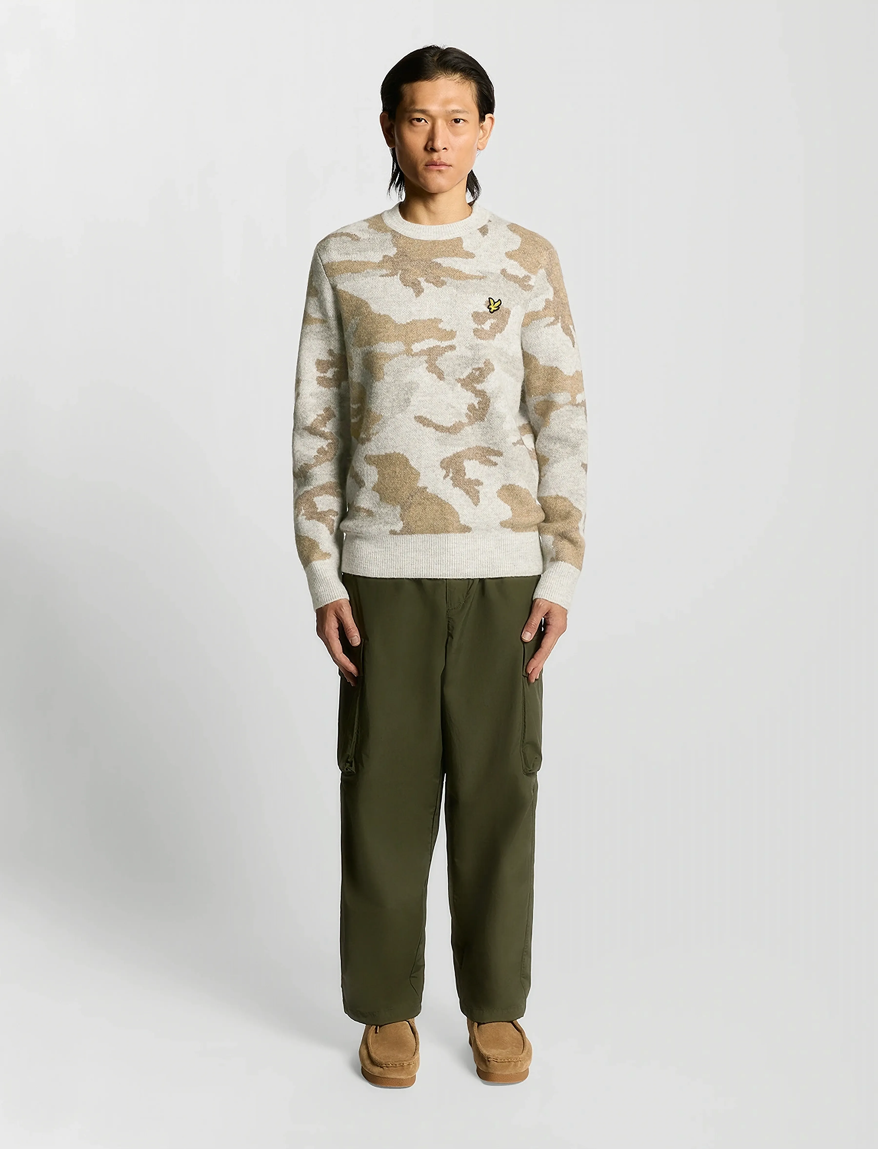 Lyle & Scott - Brushed Camouflage Crew Neck Jumper - rundhals - x865 grey taupe - 4