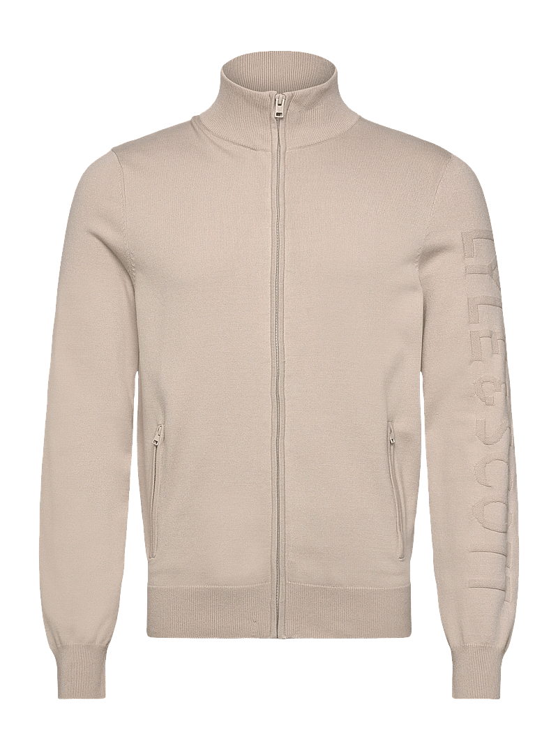Lyle & Scott - Mesh Logo Knitted Track Jacket - truien - putty - 0