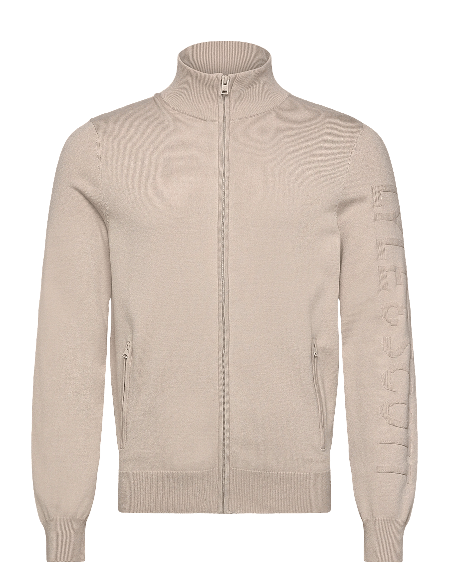 Lyle & Scott - Mesh Logo Knitted Track Jacket - sweatshirts - putty - 0