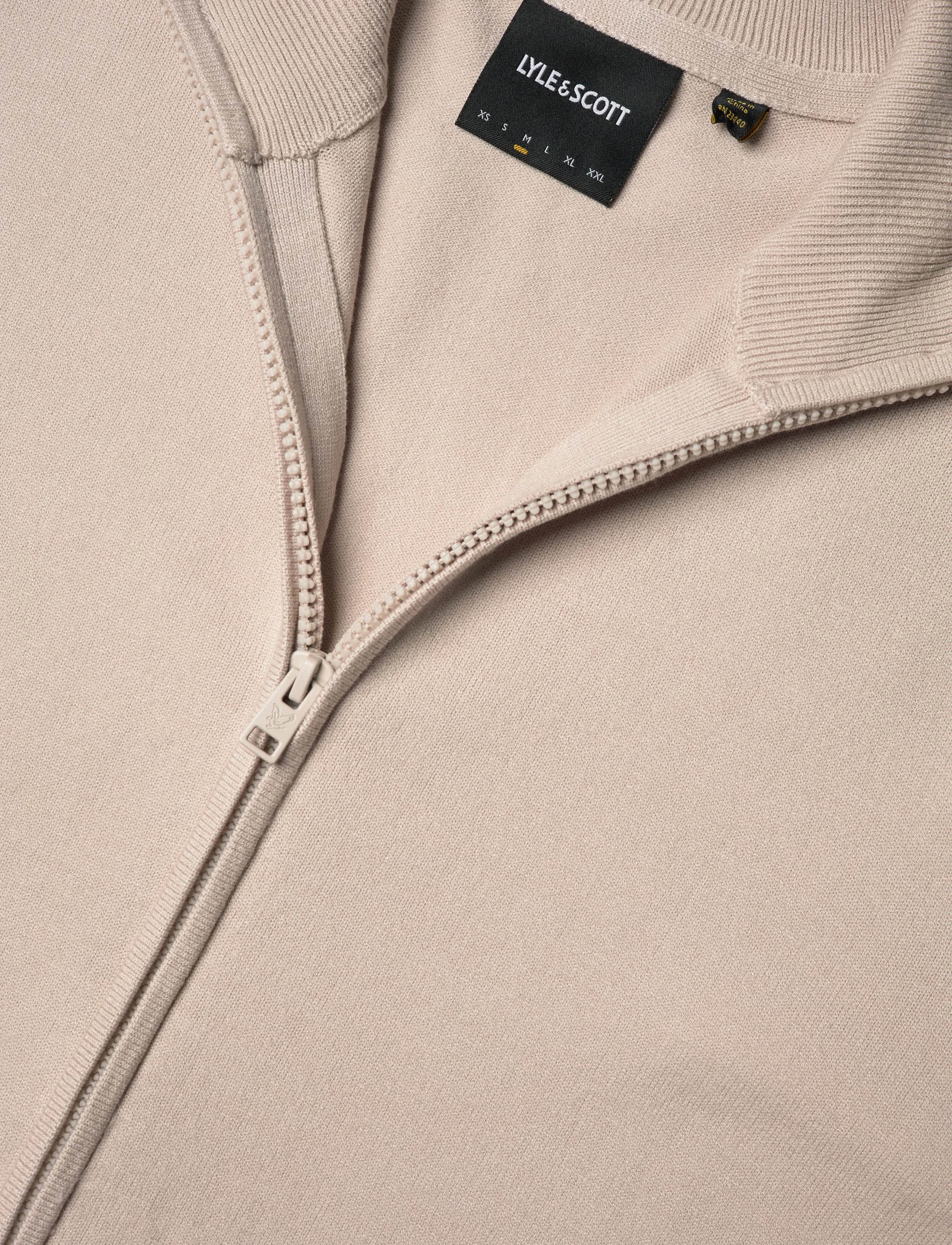 Lyle & Scott - Mesh Logo Knitted Track Jacket - sweatshirts - putty - 2