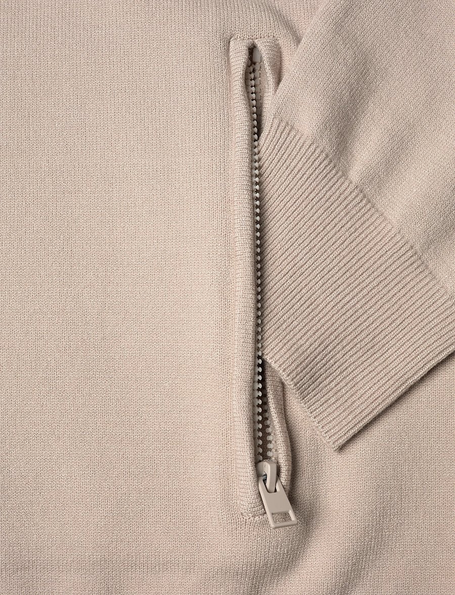 Lyle & Scott - Mesh Logo Knitted Track Jacket - sweatshirts - putty - 3