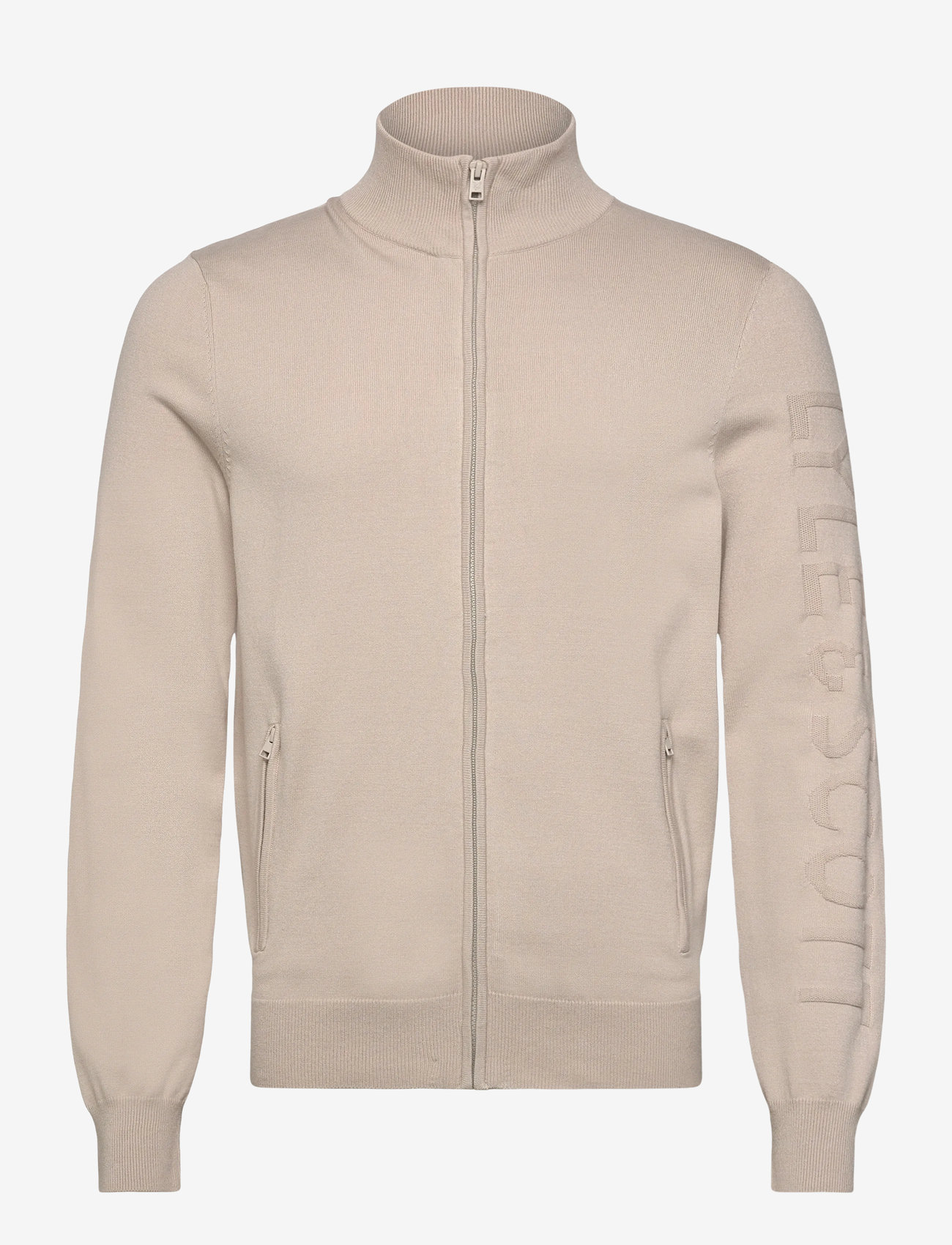 Lyle & Scott - Mesh Logo Knitted Track Jacket - sweatshirts - w503 putty - 1