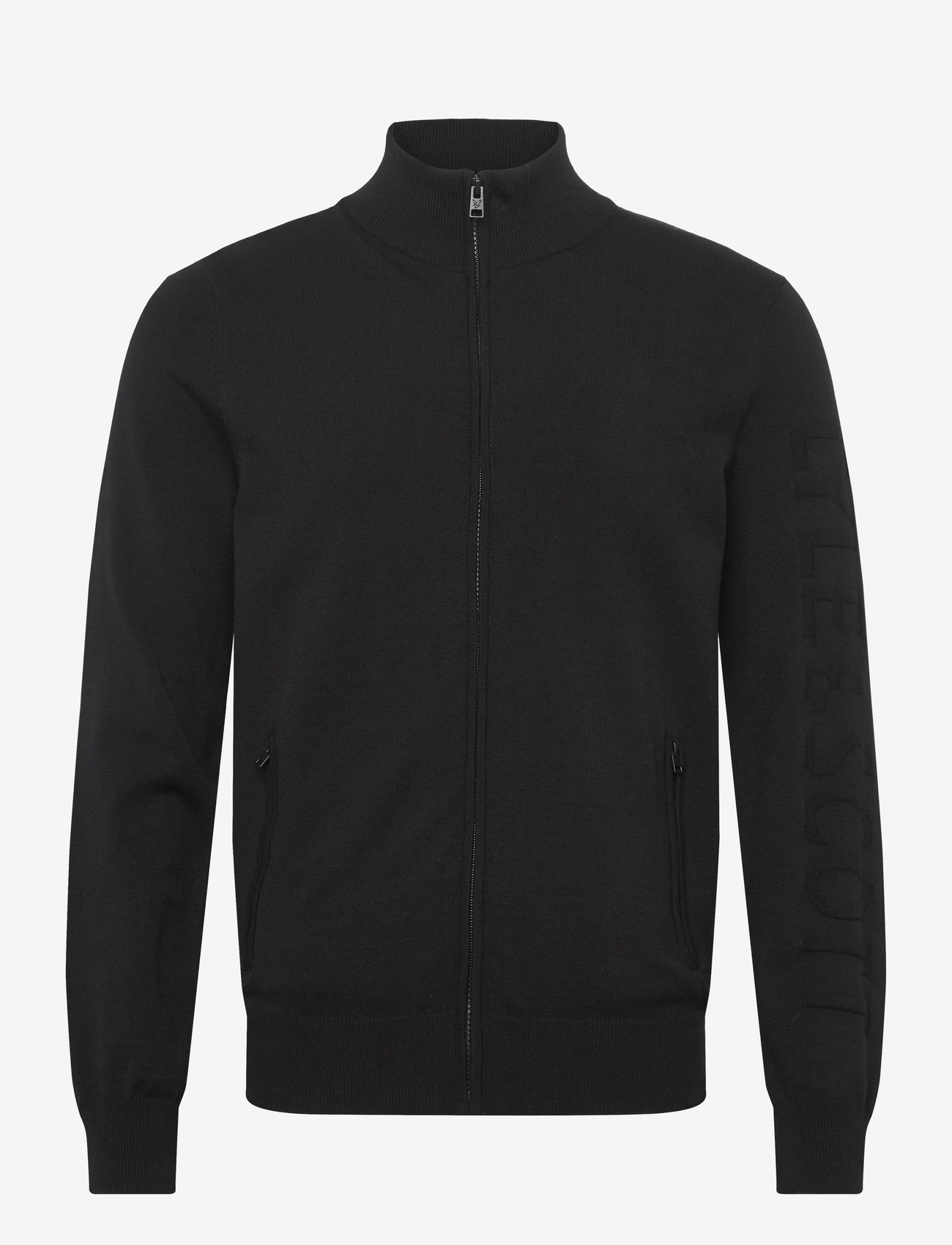 Lyle & Scott - Mesh Logo Knitted Track Jacket - sweatshirts - z865 jet black - 0