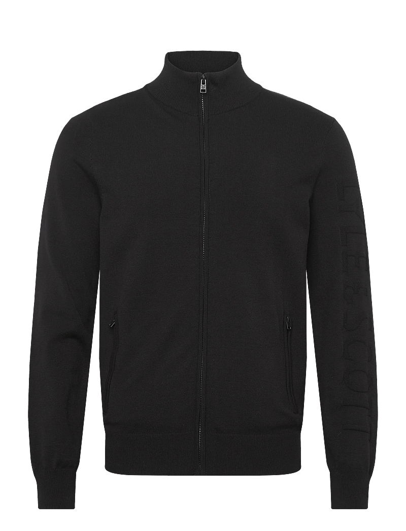 Lyle & Scott - Mesh Logo Knitted Track Jacket - sweatshirts - z865 jet black - 0