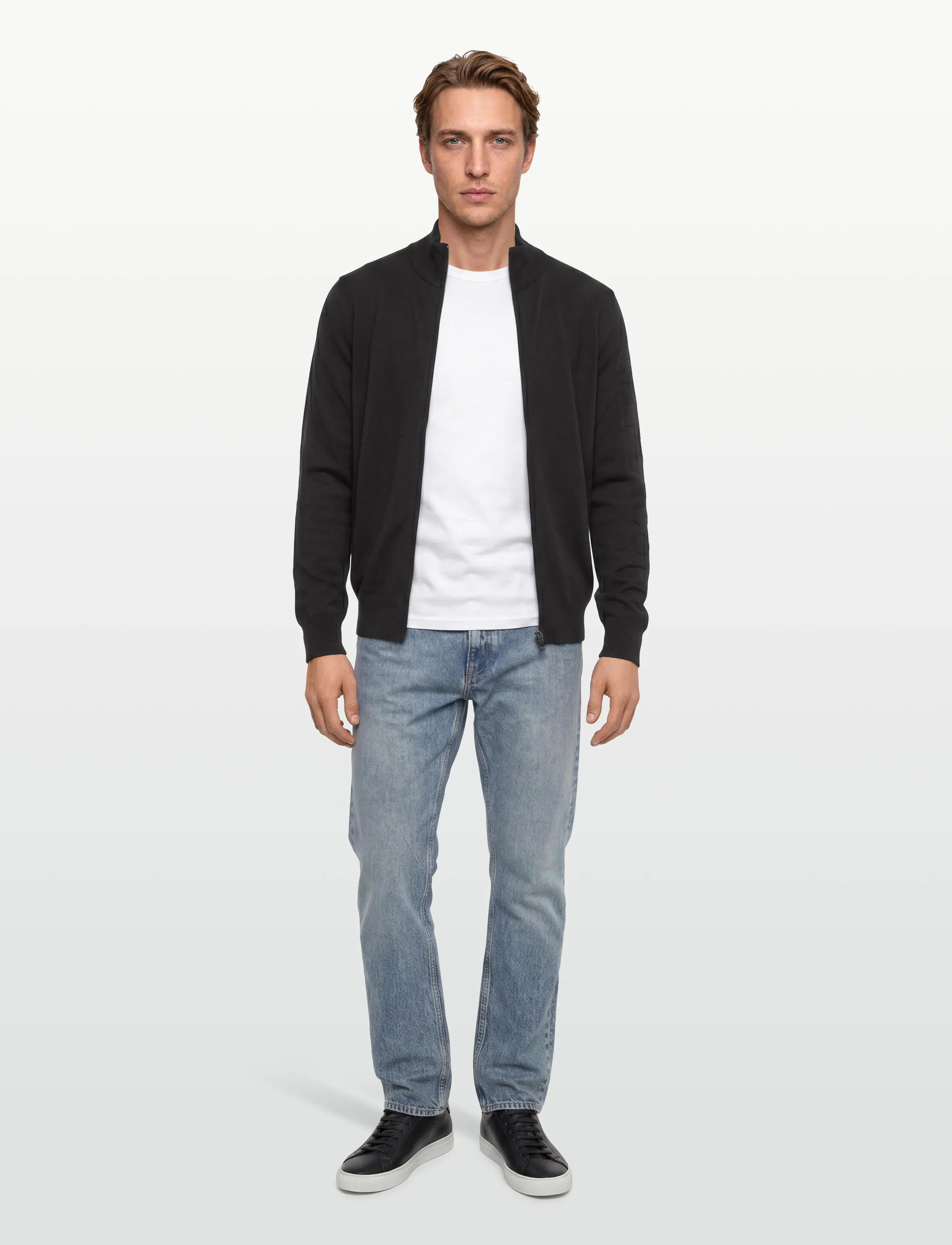Lyle & Scott Mesh Logo Knitted Track Jacket - Kleidung - Z865 JET BLACK / black