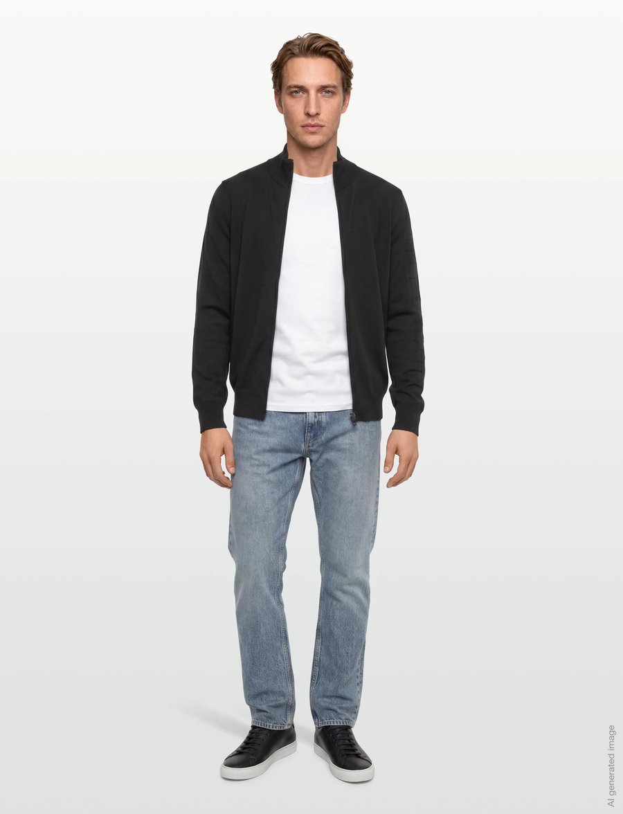 Lyle & Scott - Mesh Logo Knitted Track Jacket - sweatshirts - z865 jet black - 0
