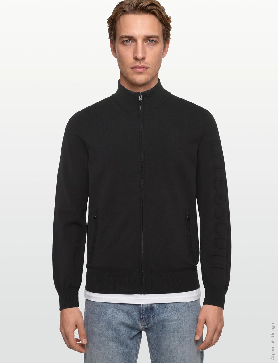 Lyle & Scott - Mesh Logo Knitted Track Jacket - sweatshirts - z865 jet black - 3
