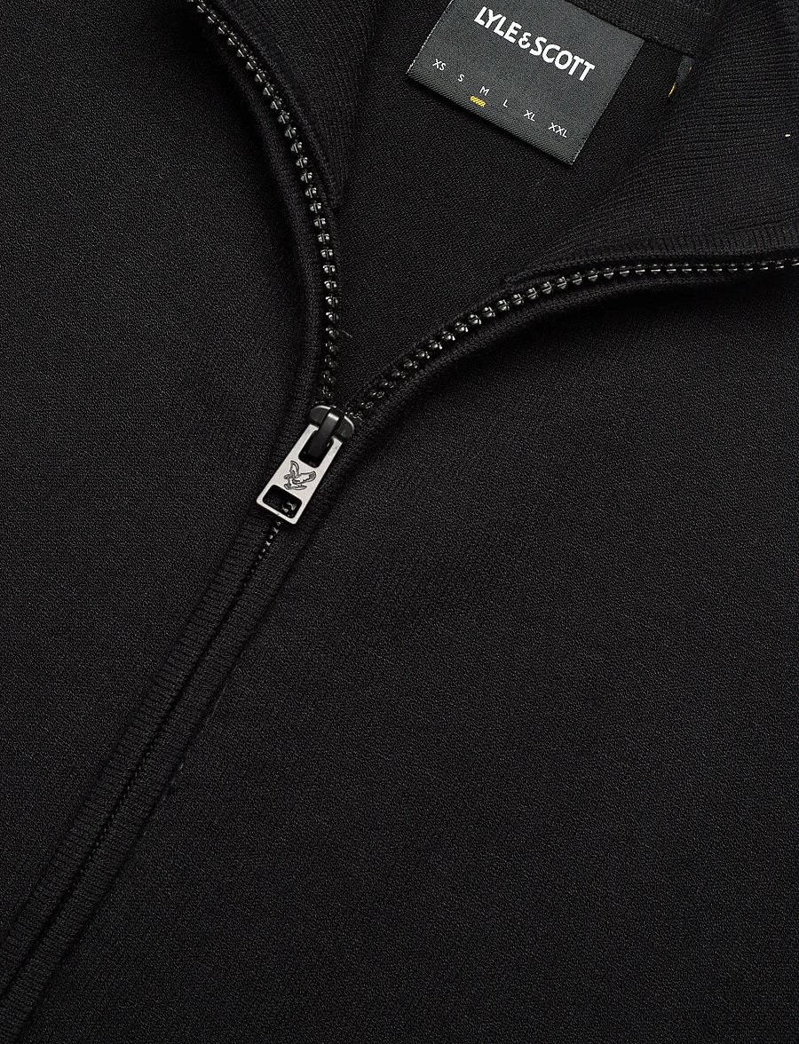 Lyle & Scott - Mesh Logo Knitted Track Jacket - sweatshirts - z865 jet black - 2