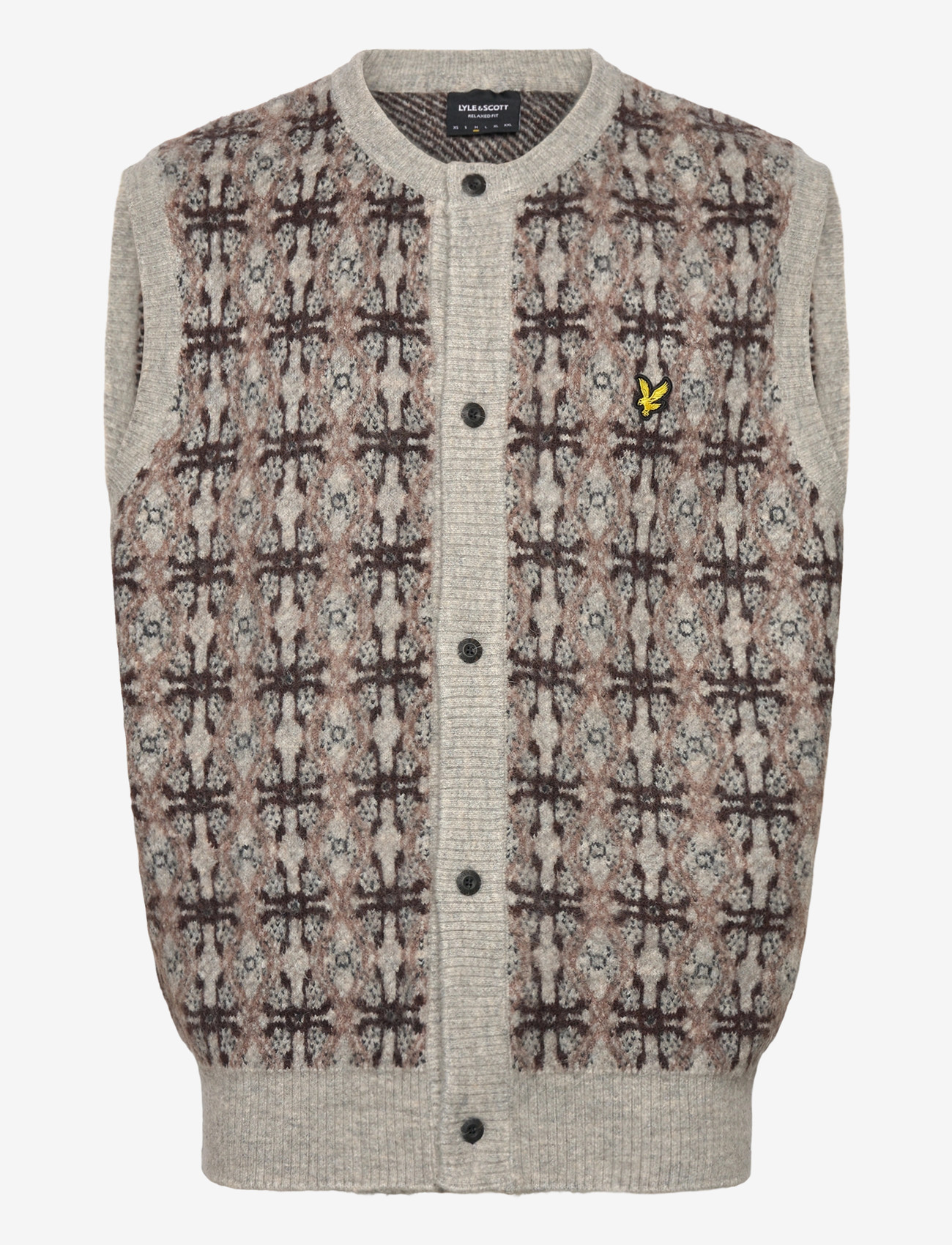 Lyle & Scott - Brushed Intarsia Cardigan - strikveste - d24 light grey marl - 1