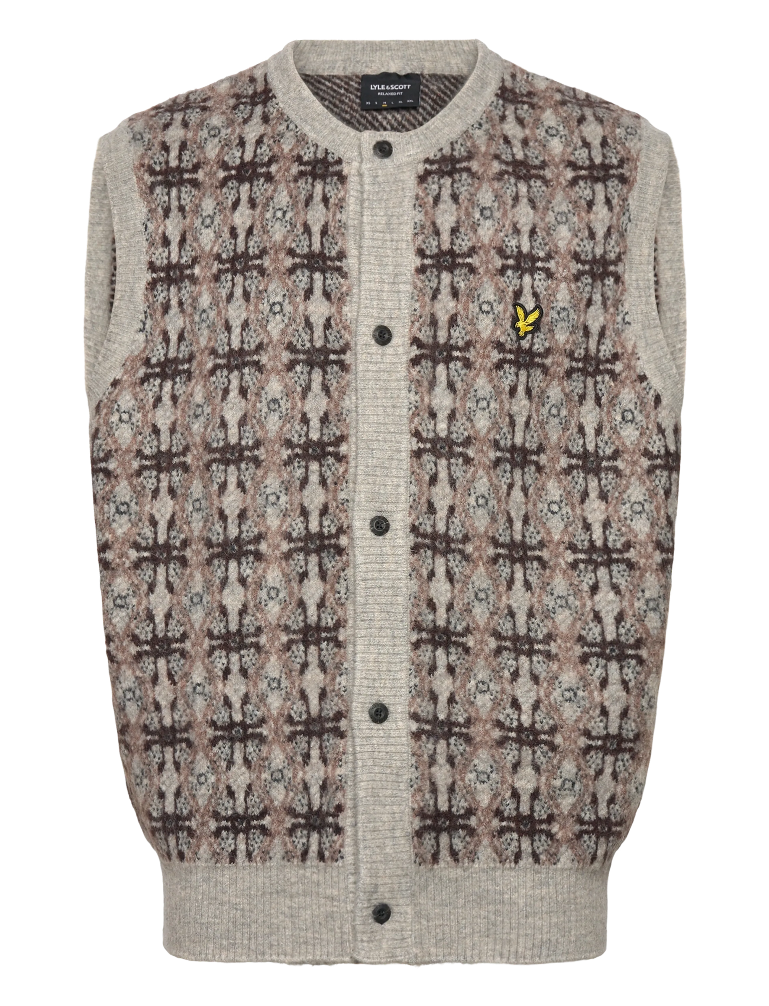 Lyle & Scott Brushed Intarsia Cardigan - Gestrickte westen - D24 LIGHT GREY MARL / grey