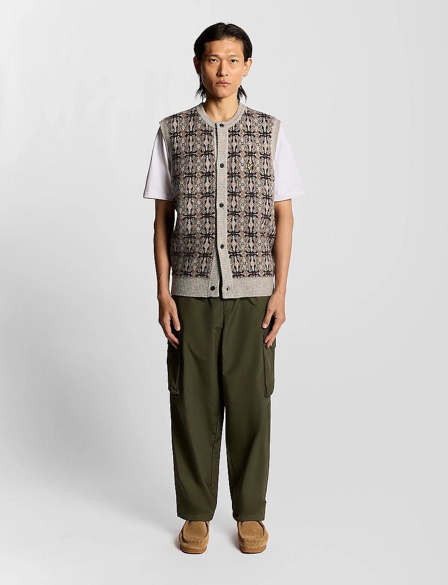 Lyle & Scott - Brushed Intarsia Cardigan - strikveste - d24 light grey marl - 0