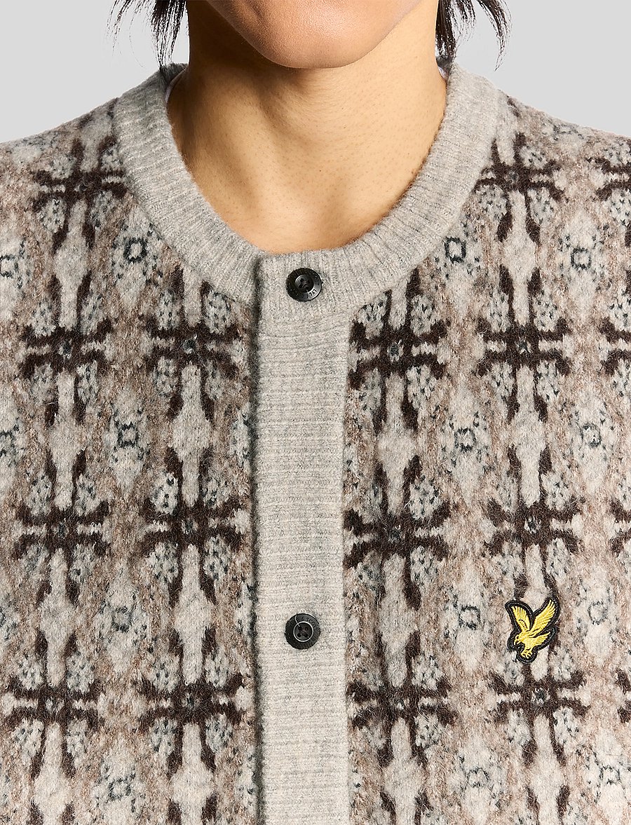 Lyle & Scott - Brushed Intarsia Cardigan - strikveste - d24 light grey marl - 5