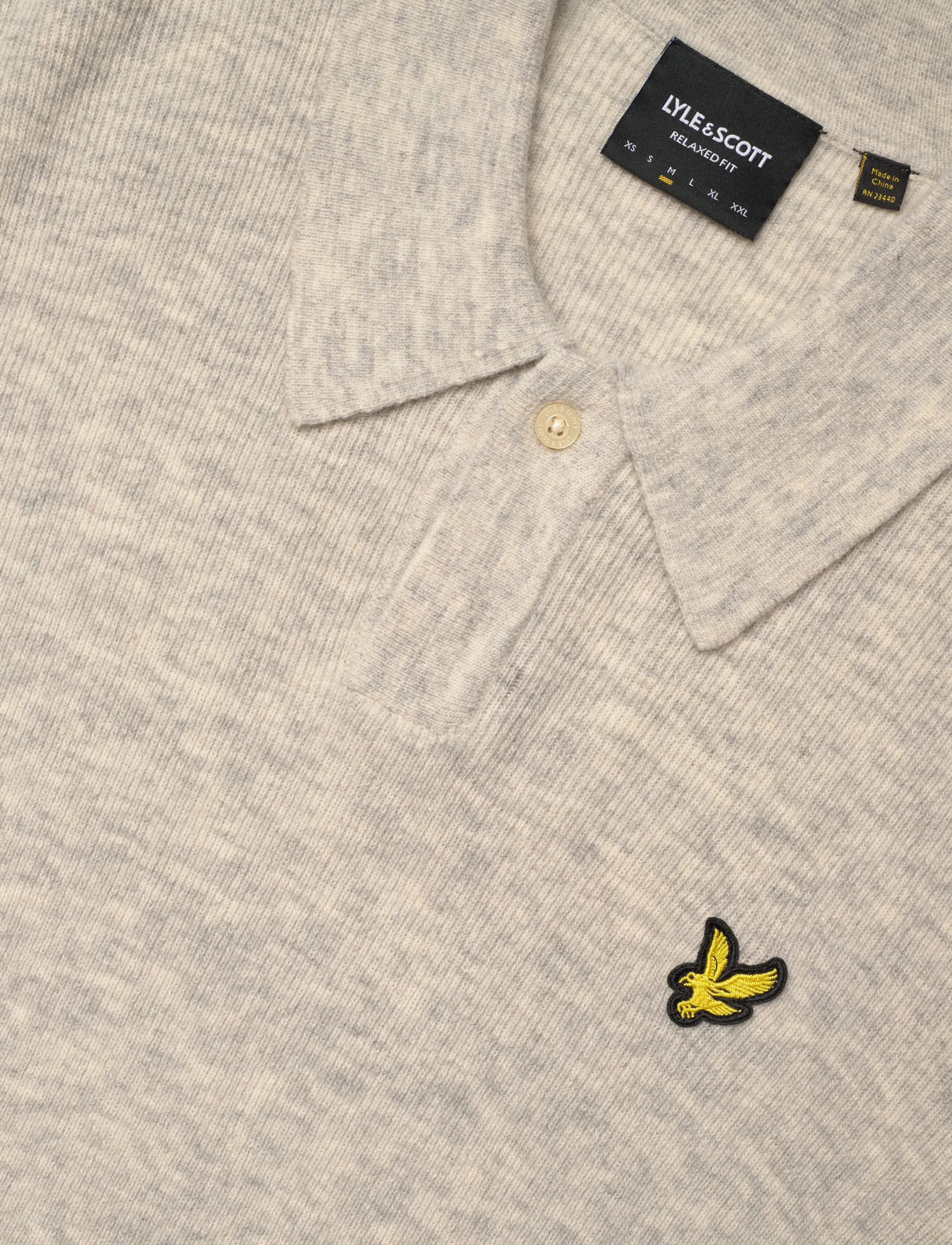 Lyle & Scott - Lambswool Blend Rugby Jumper - poloer i strik med lange ærmer - d24 light grey marl - 2