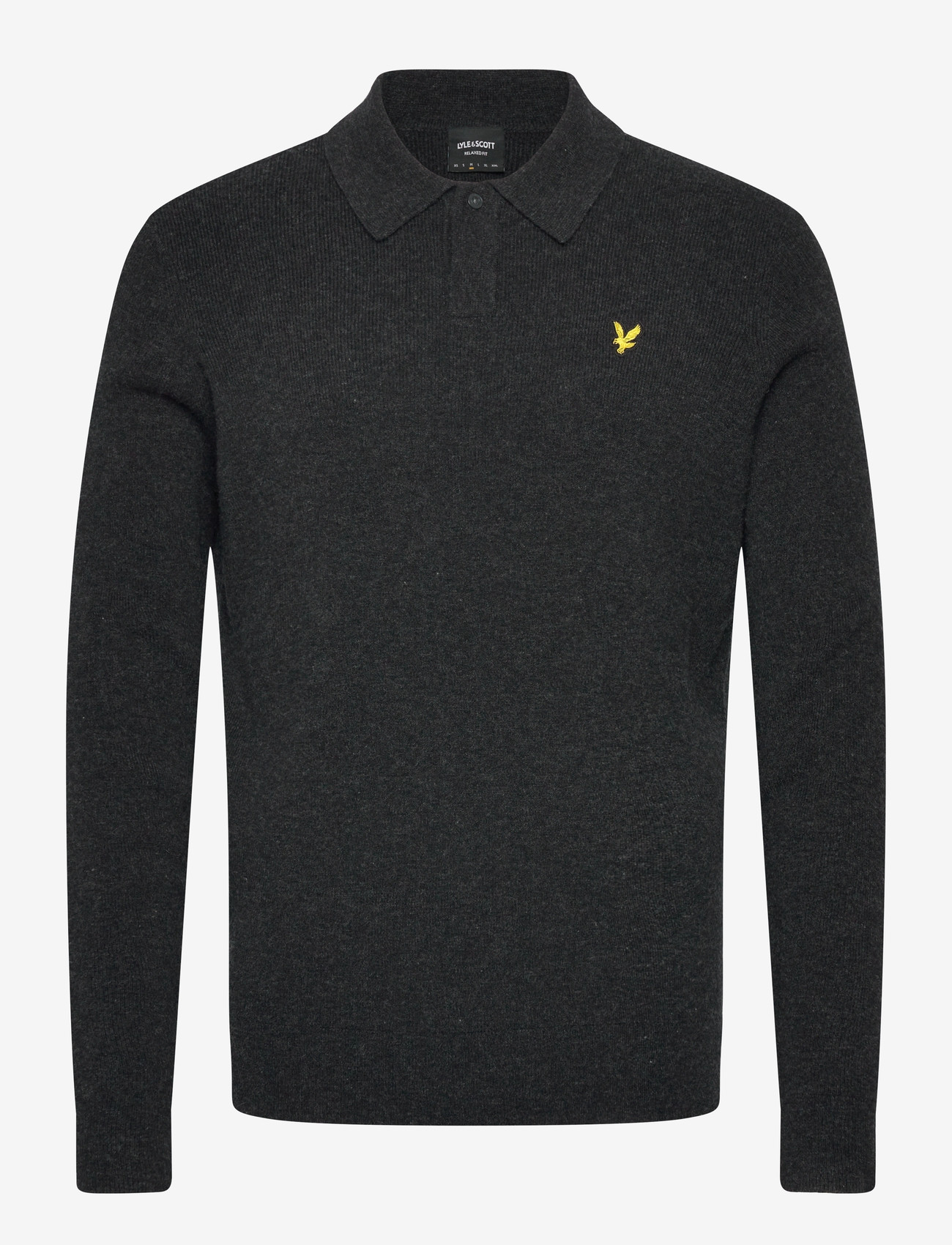 Lyle & Scott - Lambswool Blend Rugby Jumper - gestrickte polohemden - jet black marl - 1