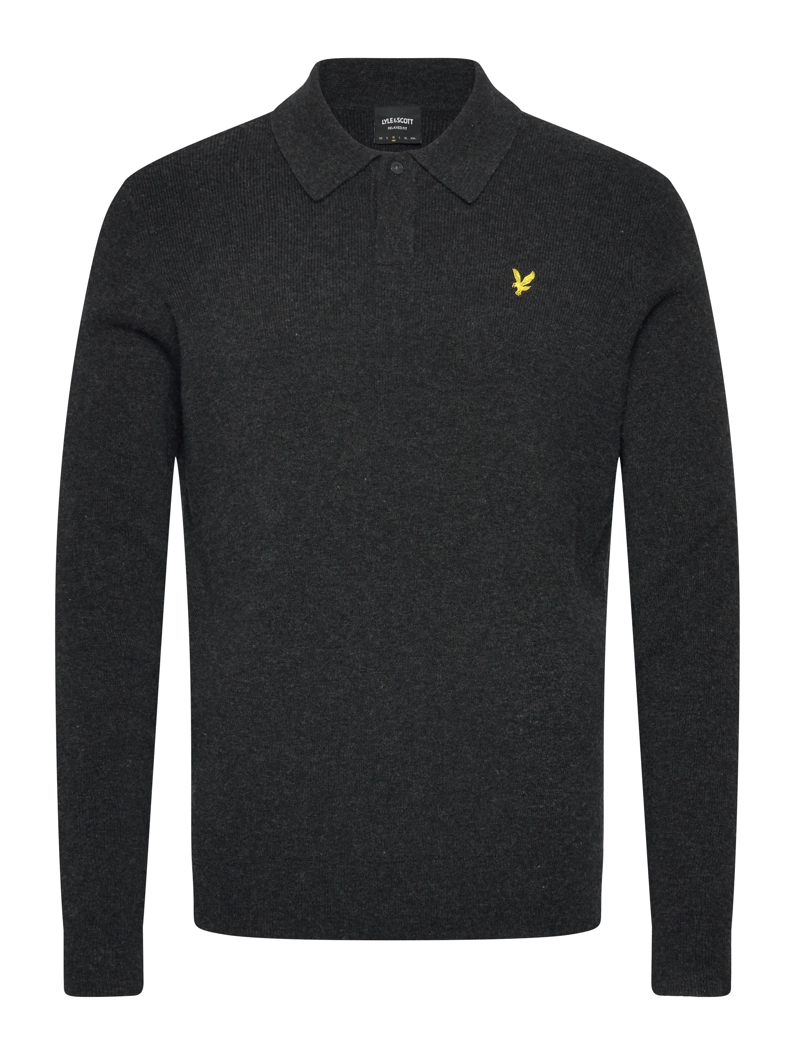 Lyle & Scott Lambswool Blend Rugby Jumper - Kudumid - JET BLACK MARL / grey