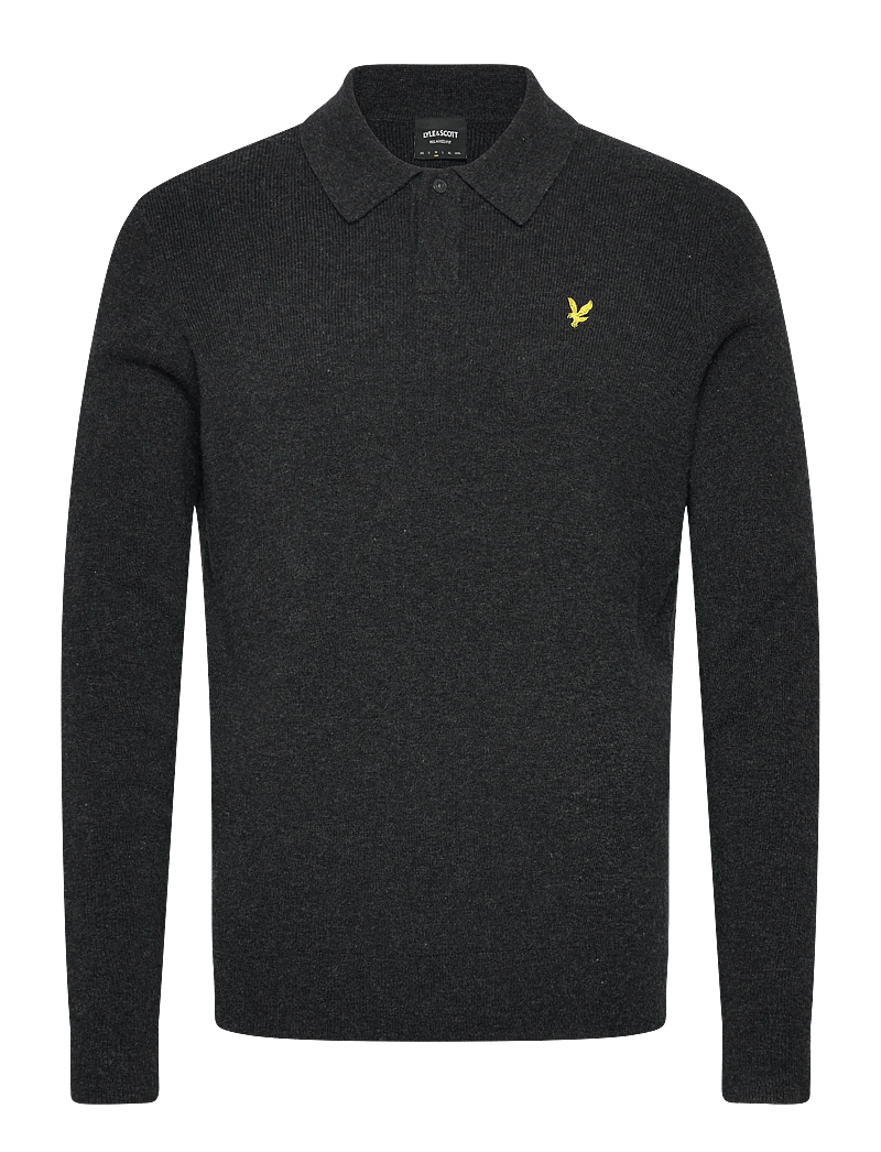 Lyle & Scott - Lambswool Blend Rugby Jumper - gestrickte polohemden - jet black marl - 1