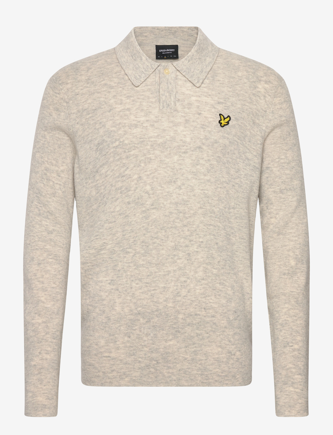Lyle & Scott Lambswool Blend Rugby Jumper - Stickat - LIGHT GREY MARL / grey