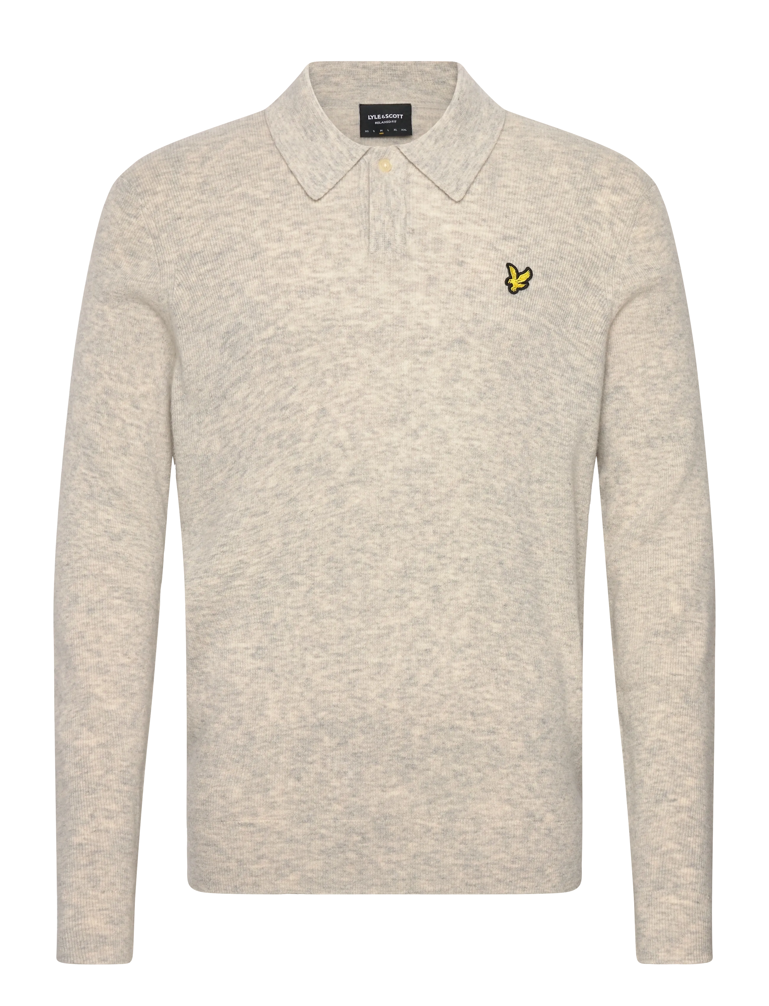 Lyle & Scott Lambswool Blend Rugby Jumper - Stickat - LIGHT GREY MARL / grey