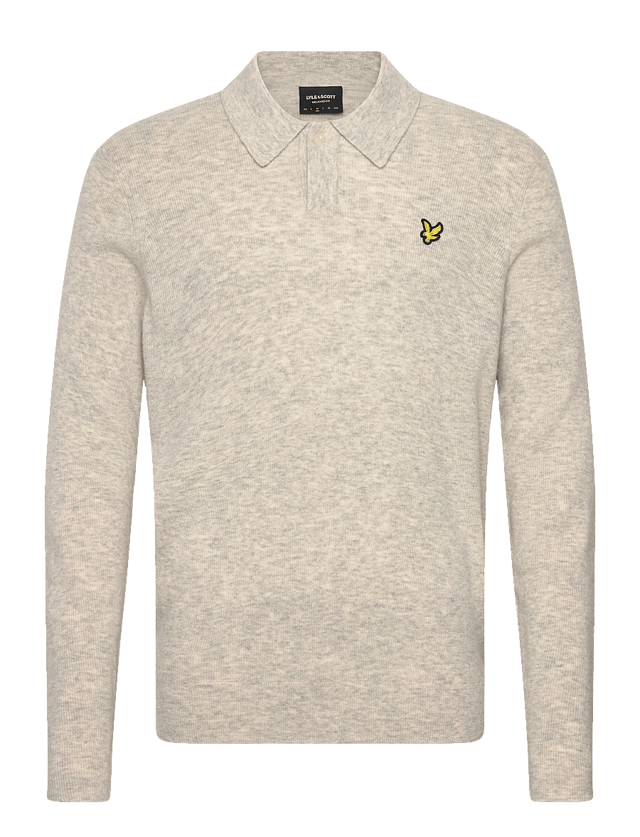 Lyle & Scott - Lambswool Blend Rugby Jumper - long-sleeved knitted polos - light grey marl - 1