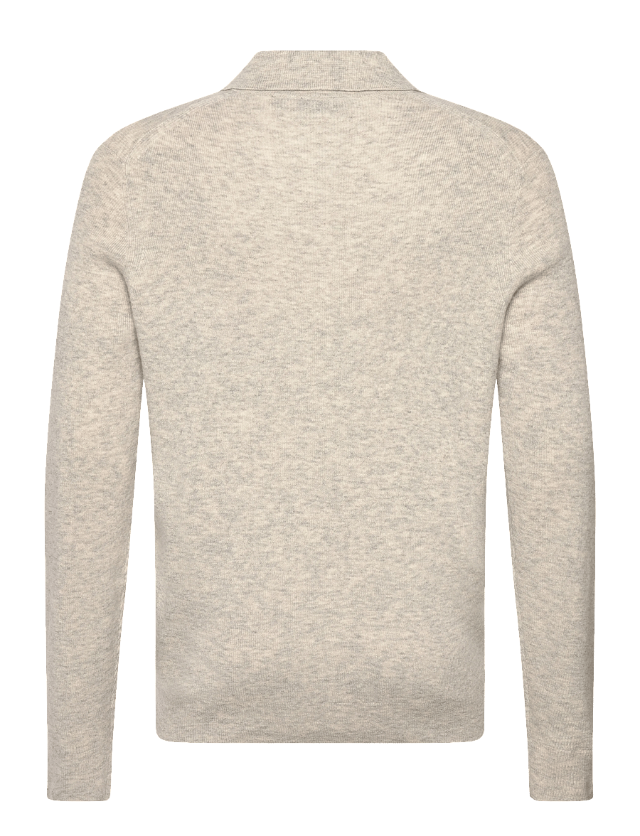 Lyle & Scott - Lambswool Blend Rugby Jumper - long-sleeved knitted polos - light grey marl - 2