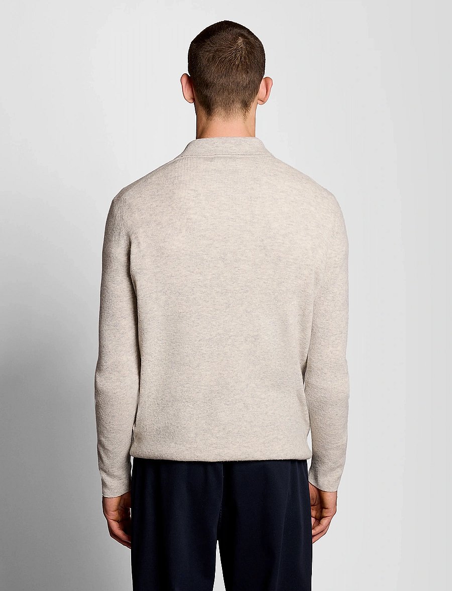 Lyle & Scott - Lambswool Blend Rugby Jumper - long-sleeved knitted polos - light grey marl - 3
