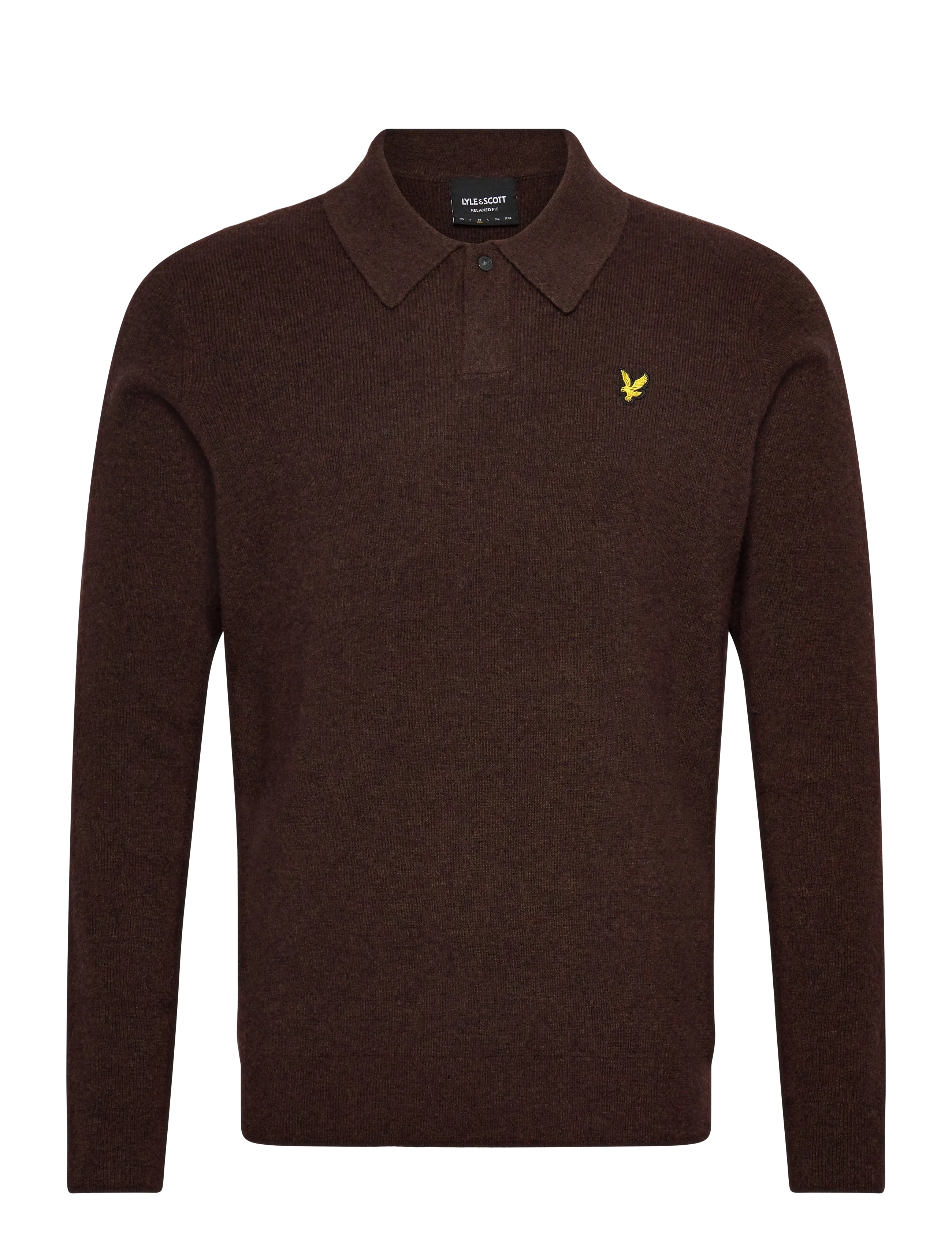 Lyle & Scott Lambswool Blend Rugby Jumper - Strik - Y059 BOTTLE BROWN MARL / brown
