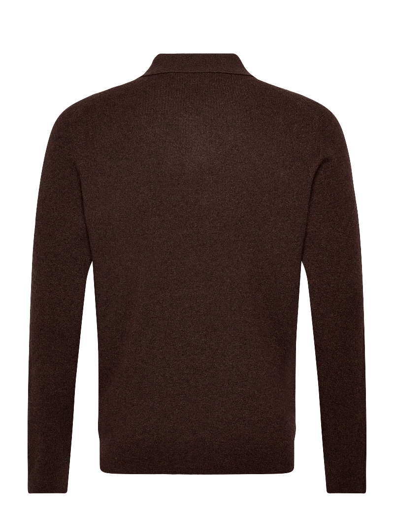 Lyle & Scott - Lambswool Blend Rugby Jumper - stickade pikéer - y059 bottle brown marl - 1