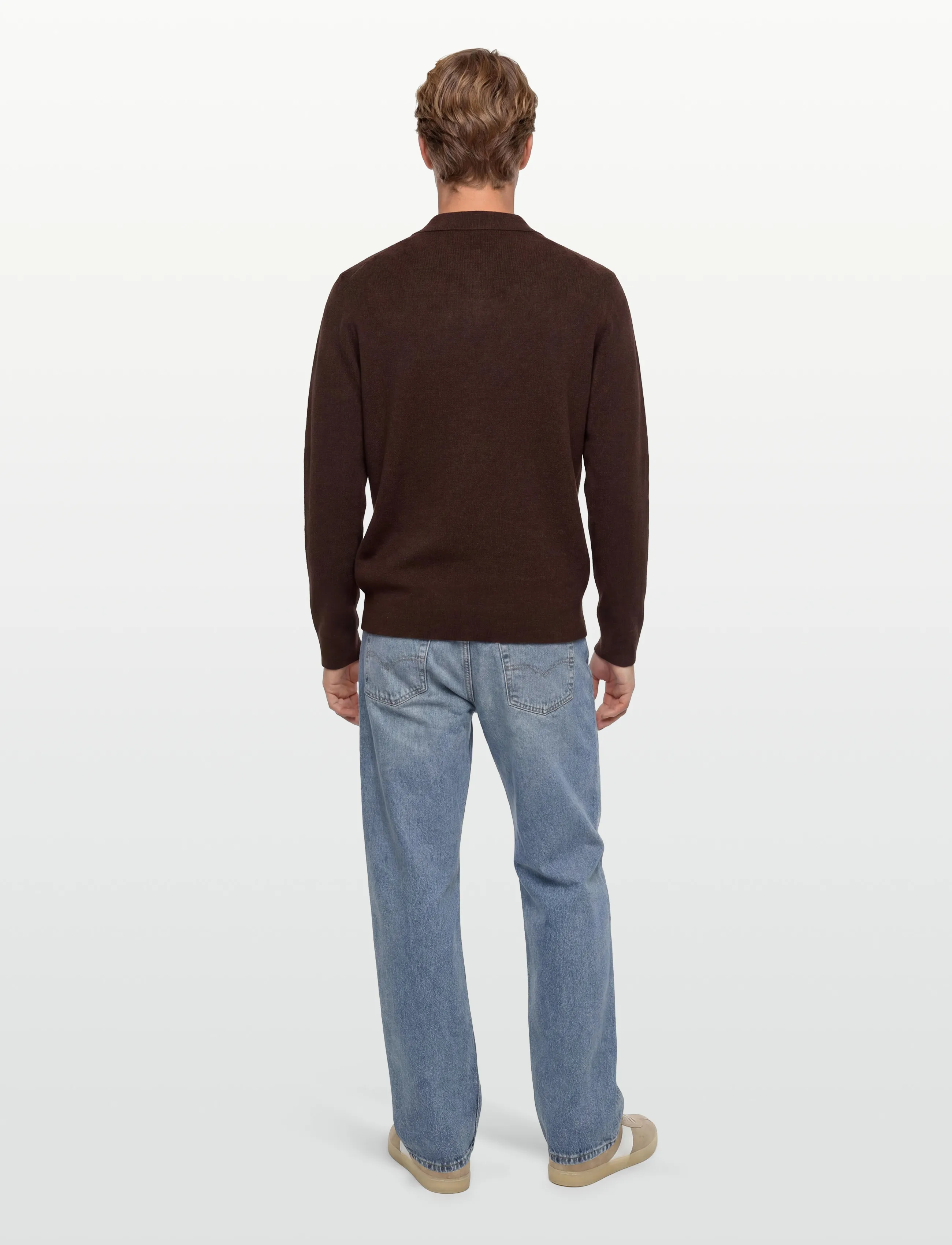 Lyle & Scott - Lambswool Blend Rugby Jumper - polostrik - y059 bottle brown marl - 4